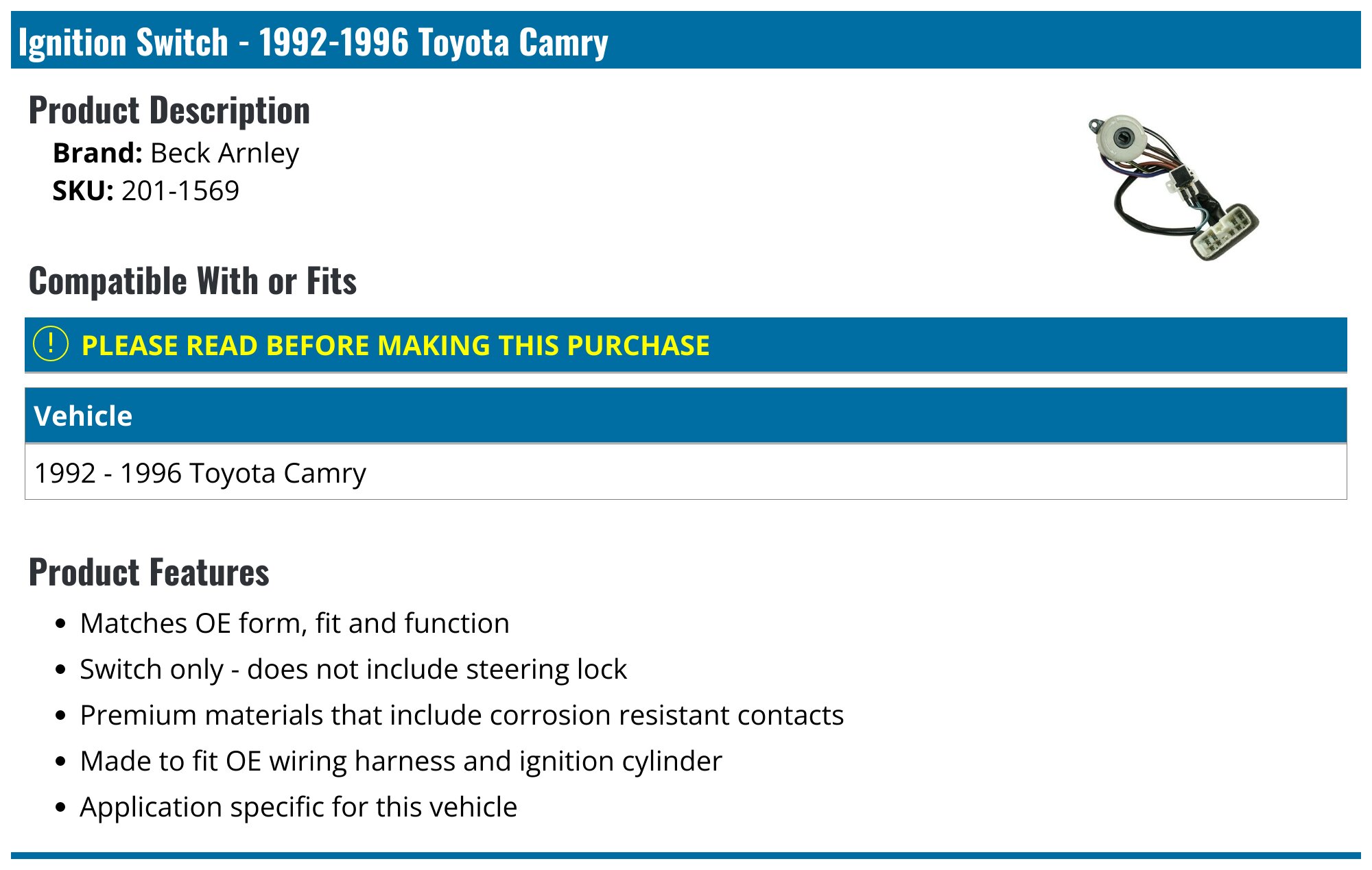 Toyota Ignition Switches Replacement From $8