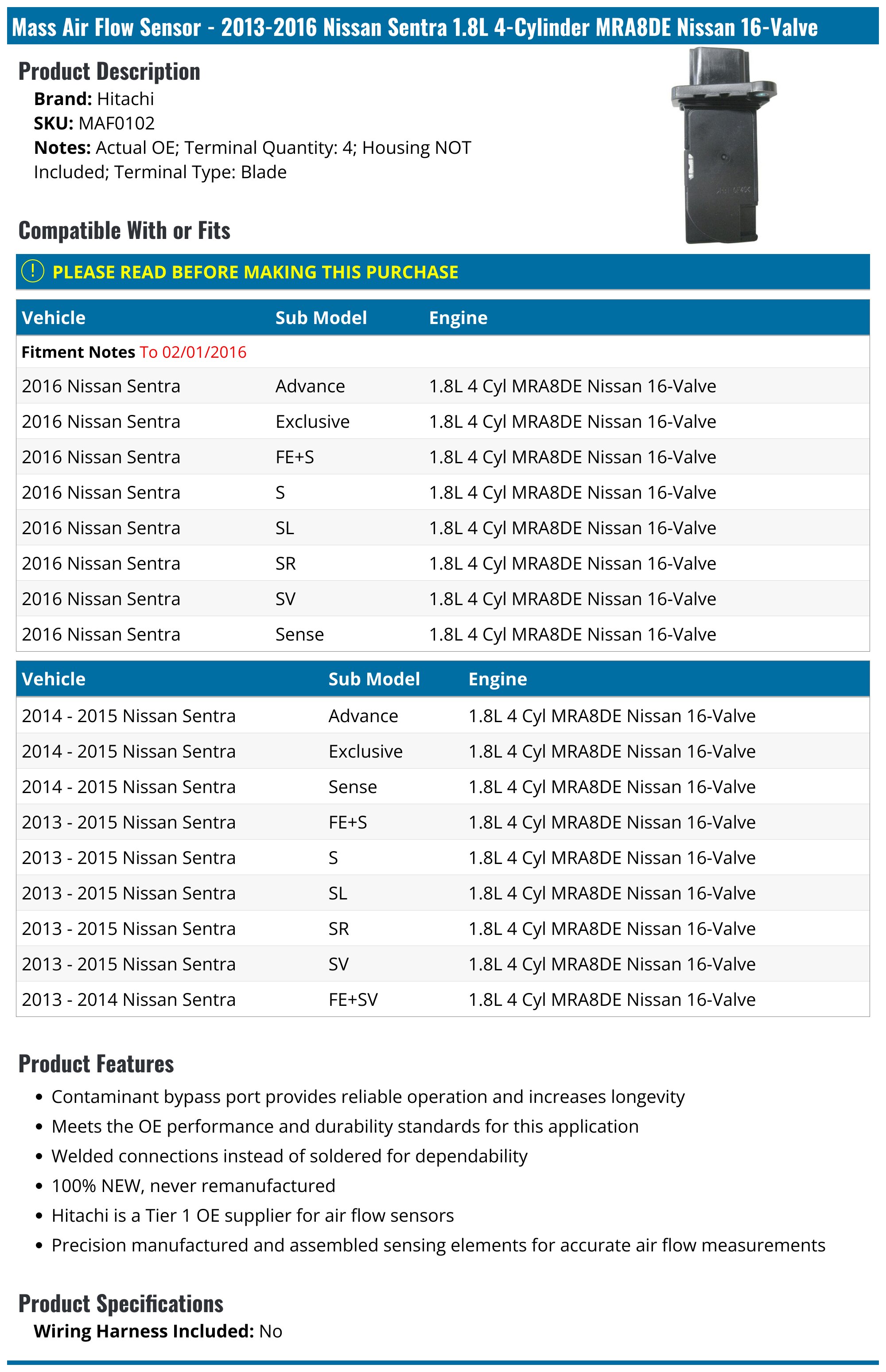 Standard® S-1712 - Mass Air Flow Sensor Connector