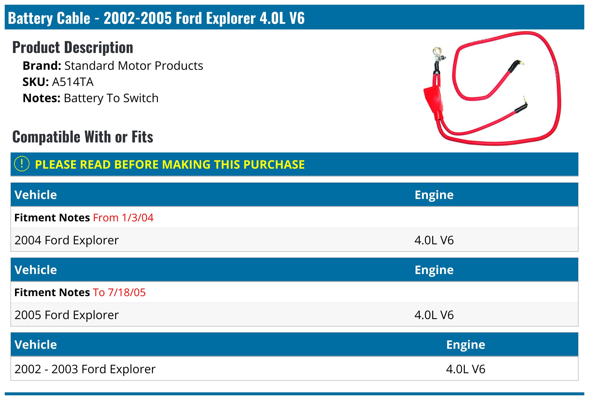 2005 Ford Explorer Batterynull