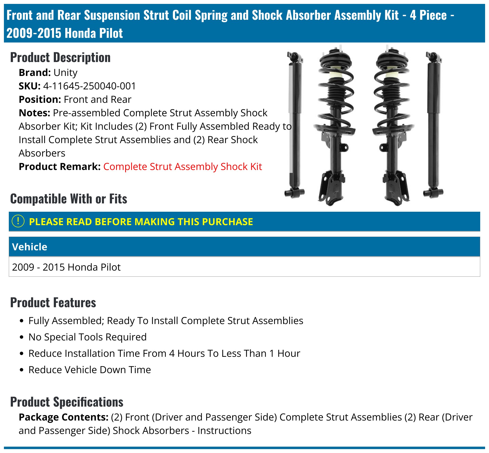Front (2) Complete Struts Shock Absorbers w/Springs For Nissan Frontier
