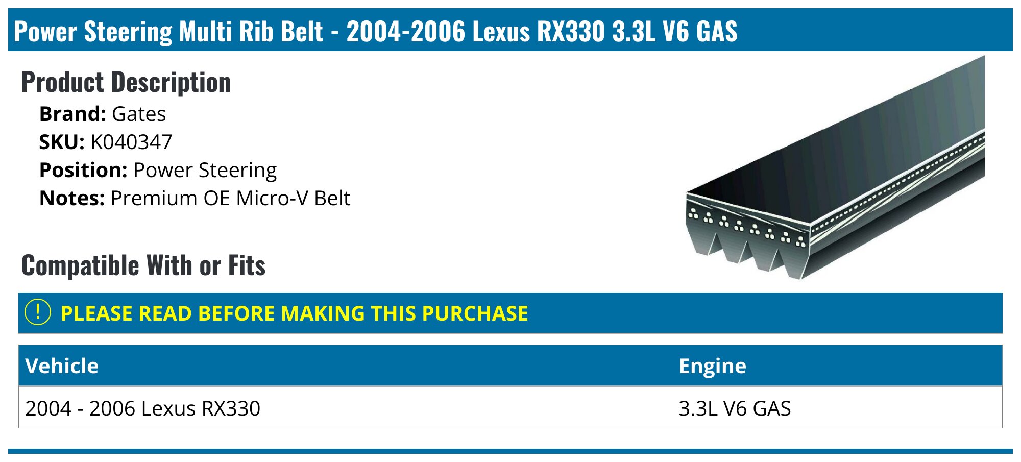 1x DAYCO Poly Rib BELT 6PK1035 | Australia