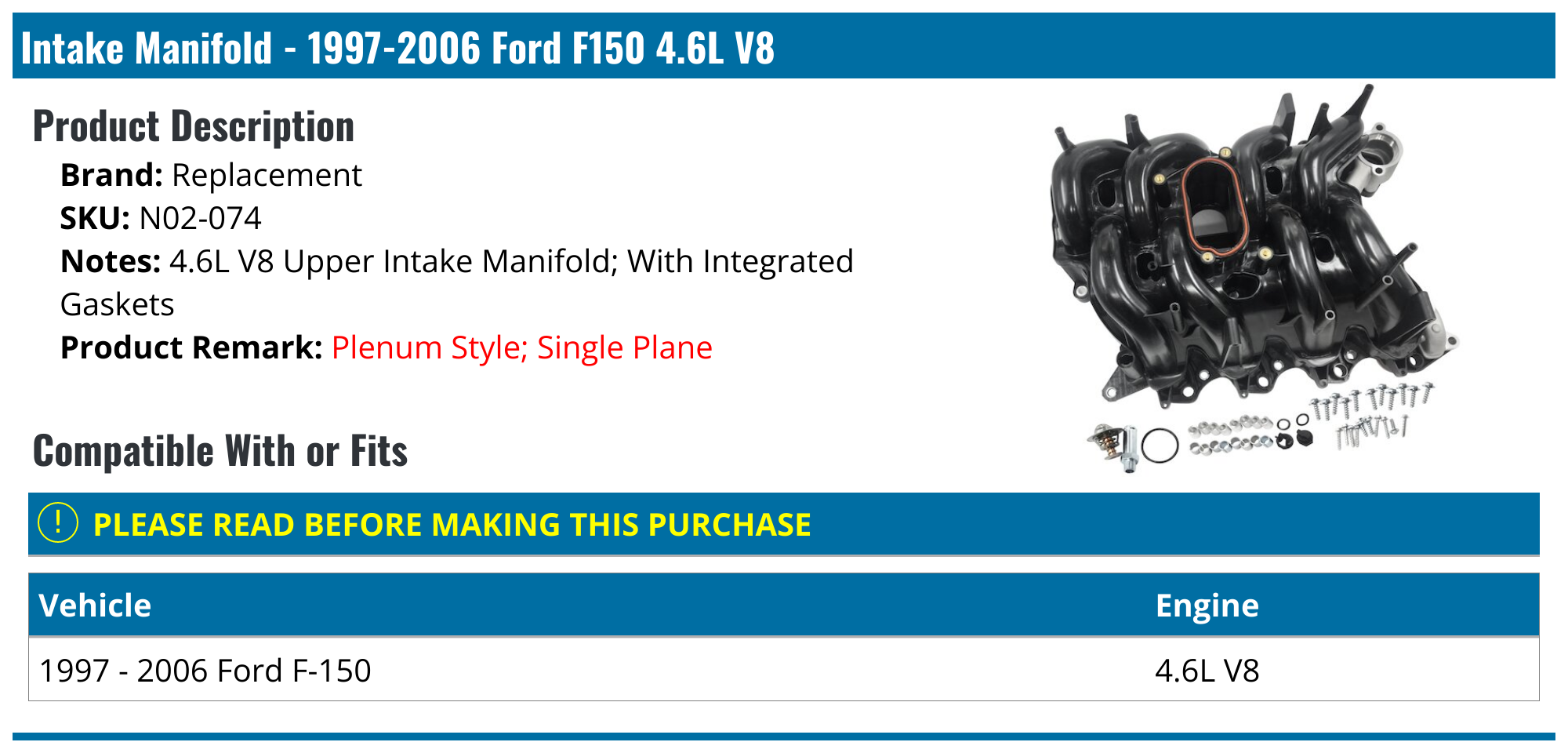 19972006 Ford F150 Intake Manifold Replacement N02074