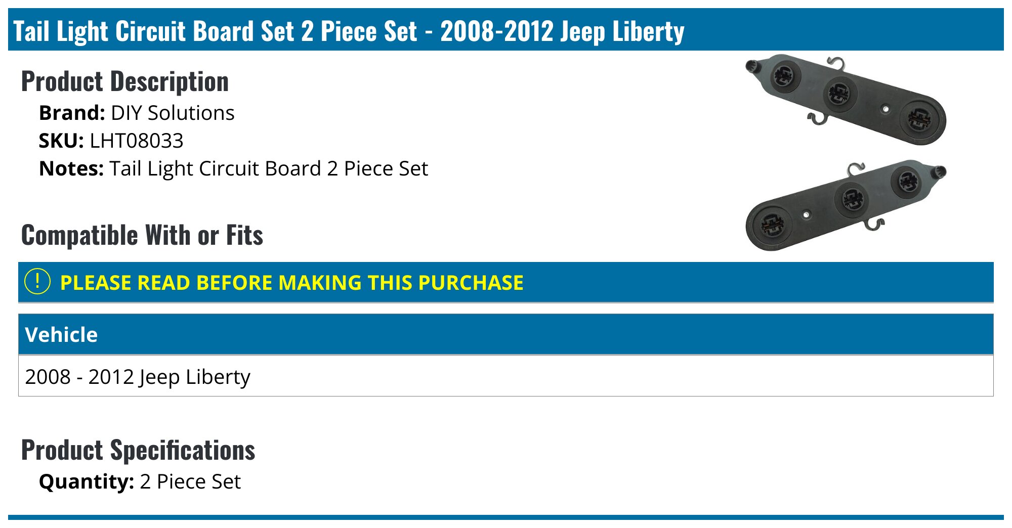 2008-2012 Jeep Liberty Tail Light Circuit Board - DIY Solutions