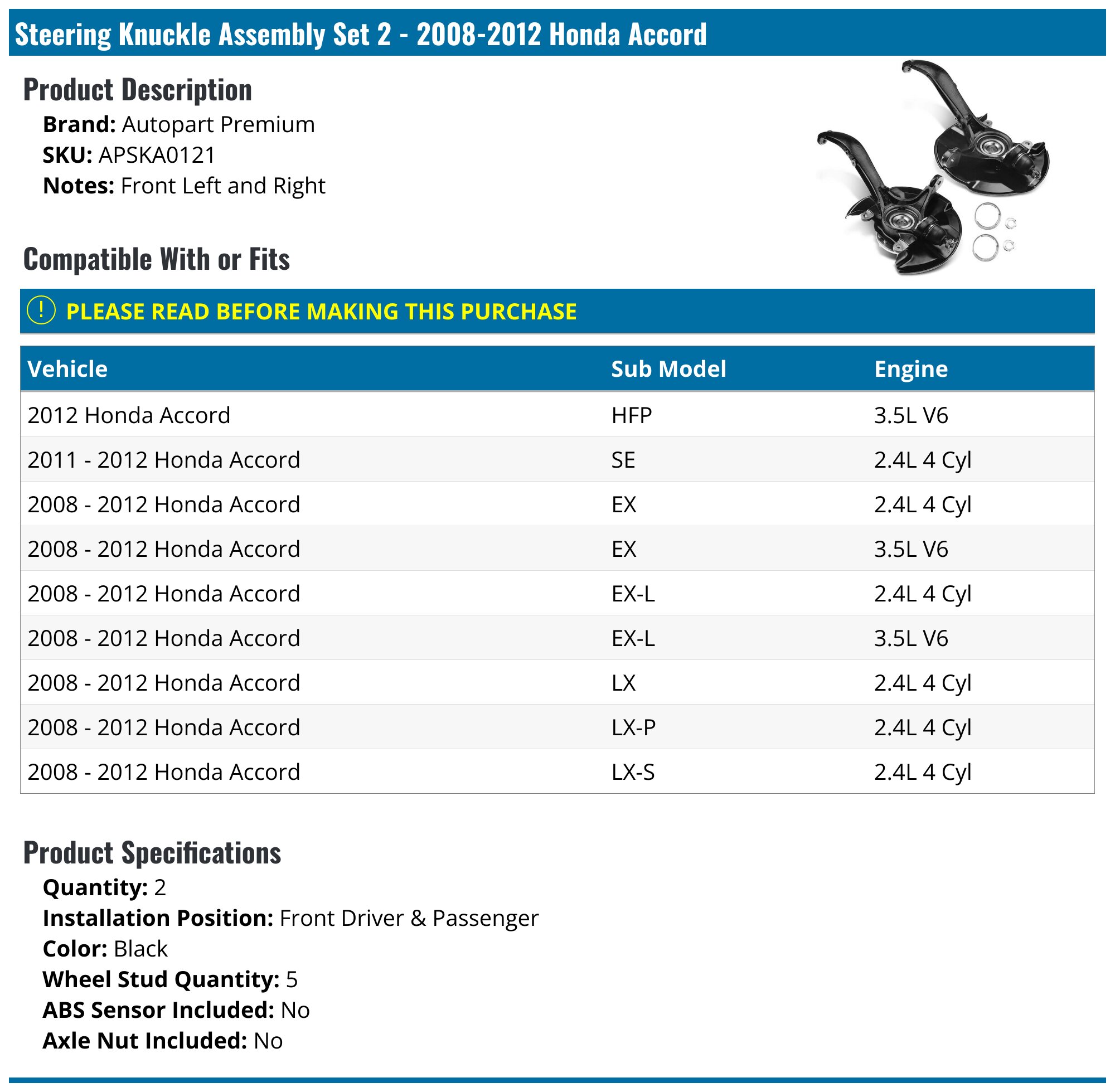 QyllqbQ Front Steering Knuckles with Manual Transmission