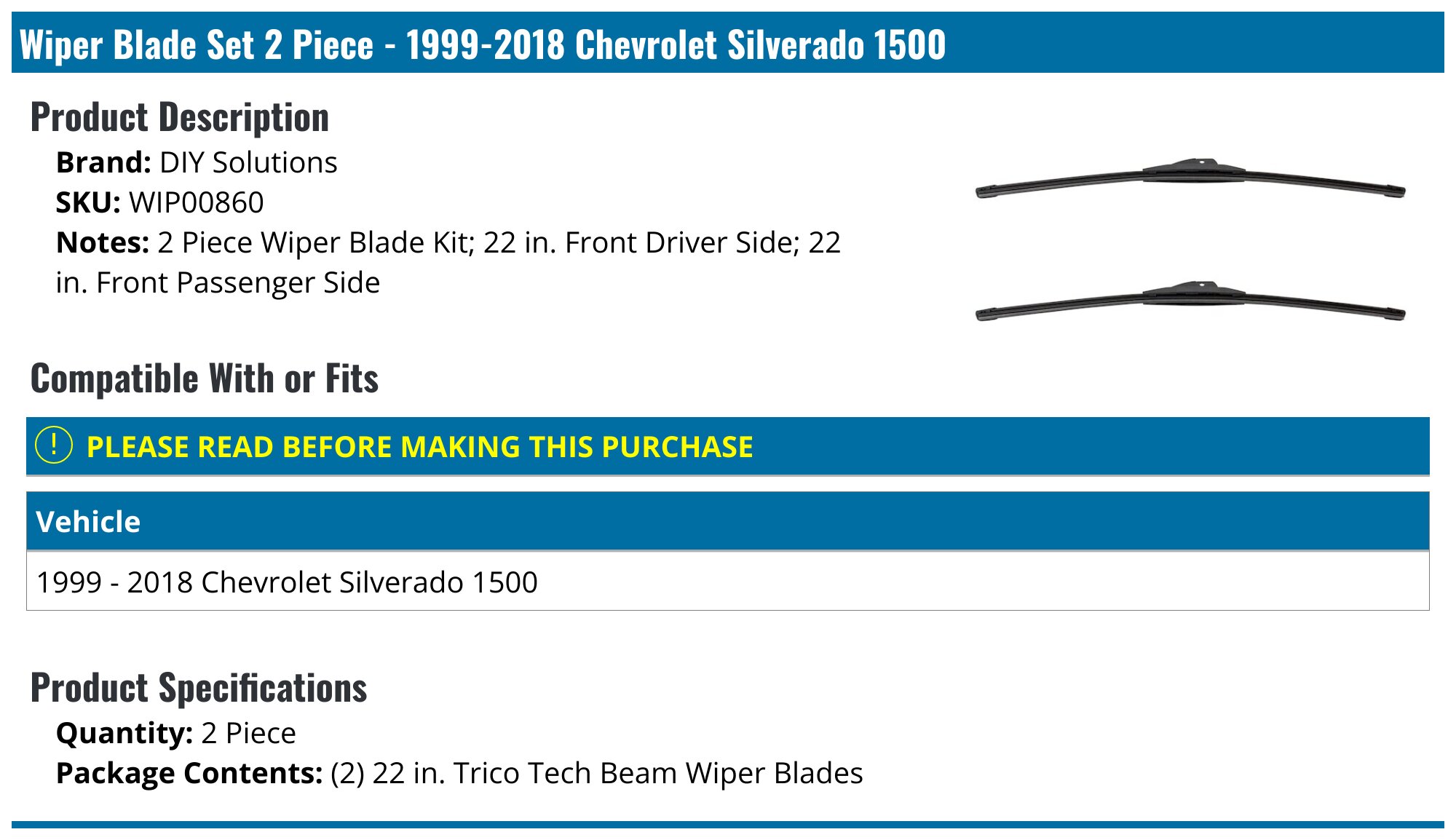 Windshield Wiper Blade - 1999 Chevrolet Silverado 1500 | O'Reilly Auto Parts