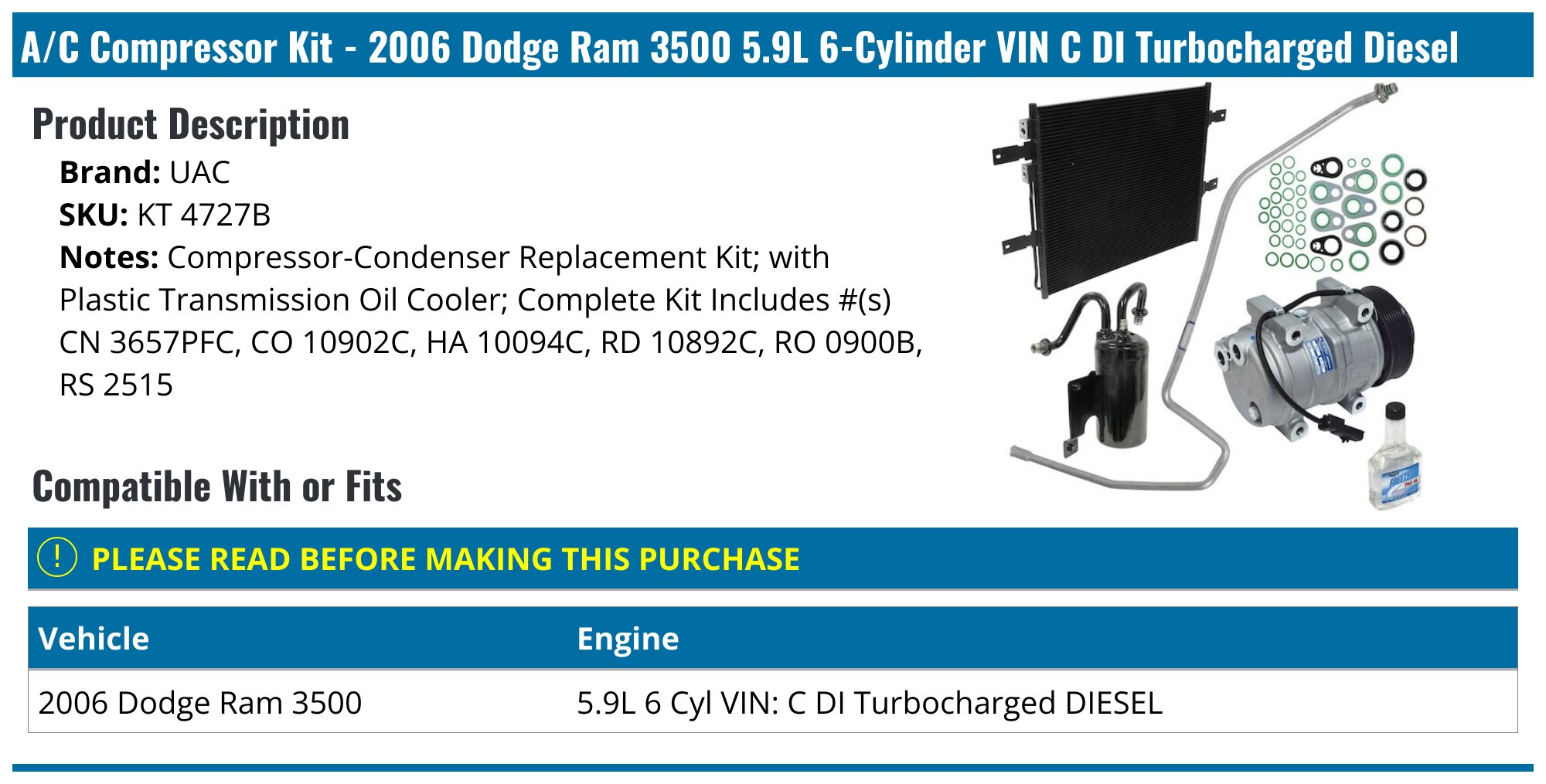A/C Compressor OEM Sanden SD7H15 for Dodge Ram 1500, Ram 2500, Ram 3500 A/C Compressor OEM Sanden SD7H15 for Dodge Ram 1500, Ram 2500, Ram 3500