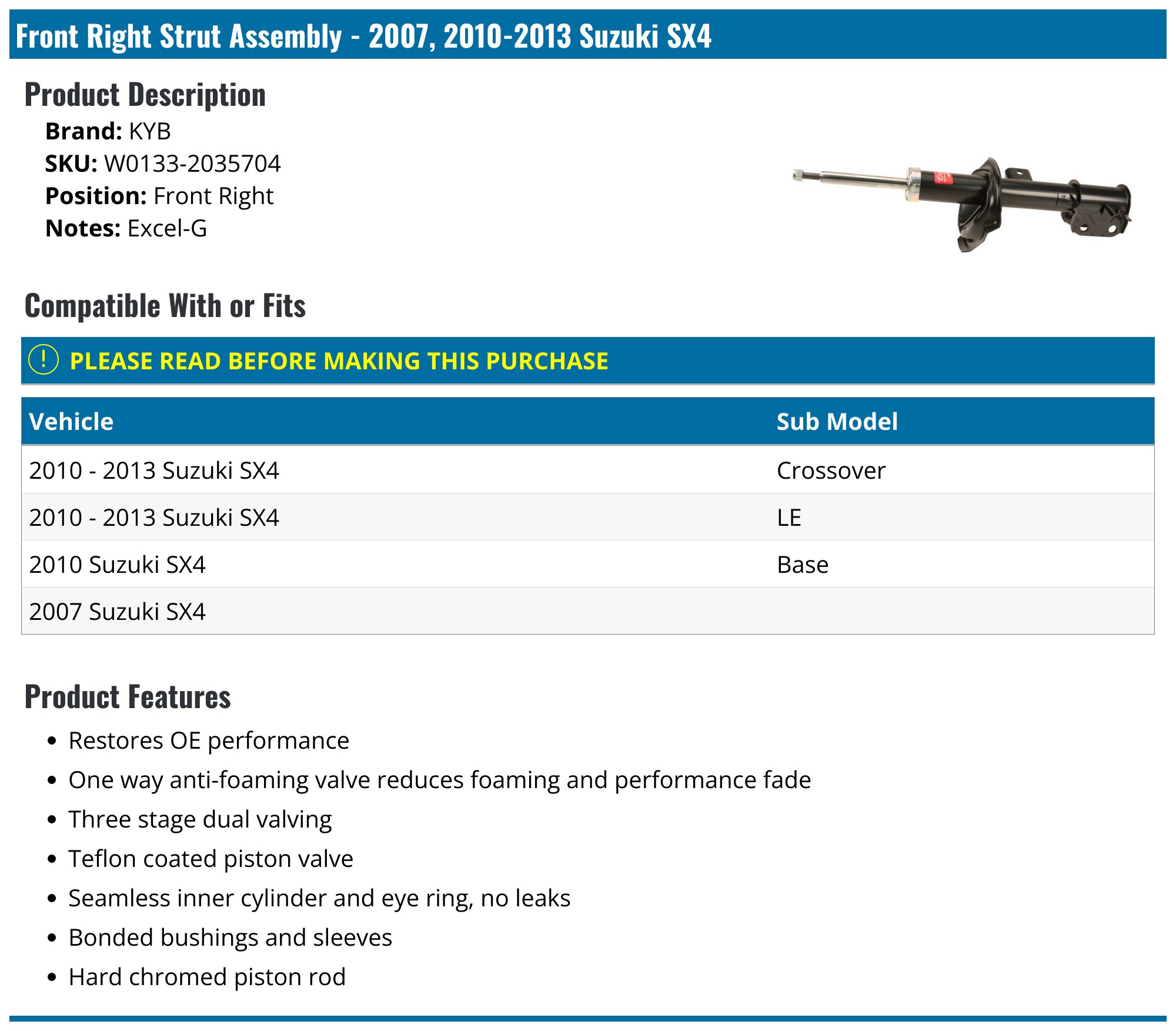 Genuine KYB 4 Performance STRUTS SHOCKS FITS SUBARU BAJA & OUTBACK 2002 Genuine KYB 4 Performance STRUTS SHOCKS FITS SUBARU BAJA & OUTBACK 2002