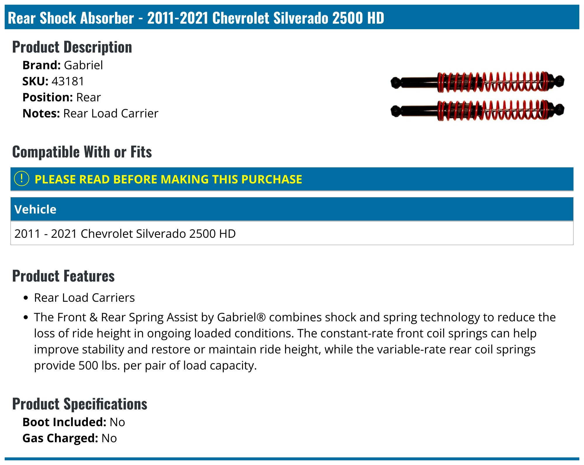 Choosing Shocks for your CHEVROLET SILVERADO 2500