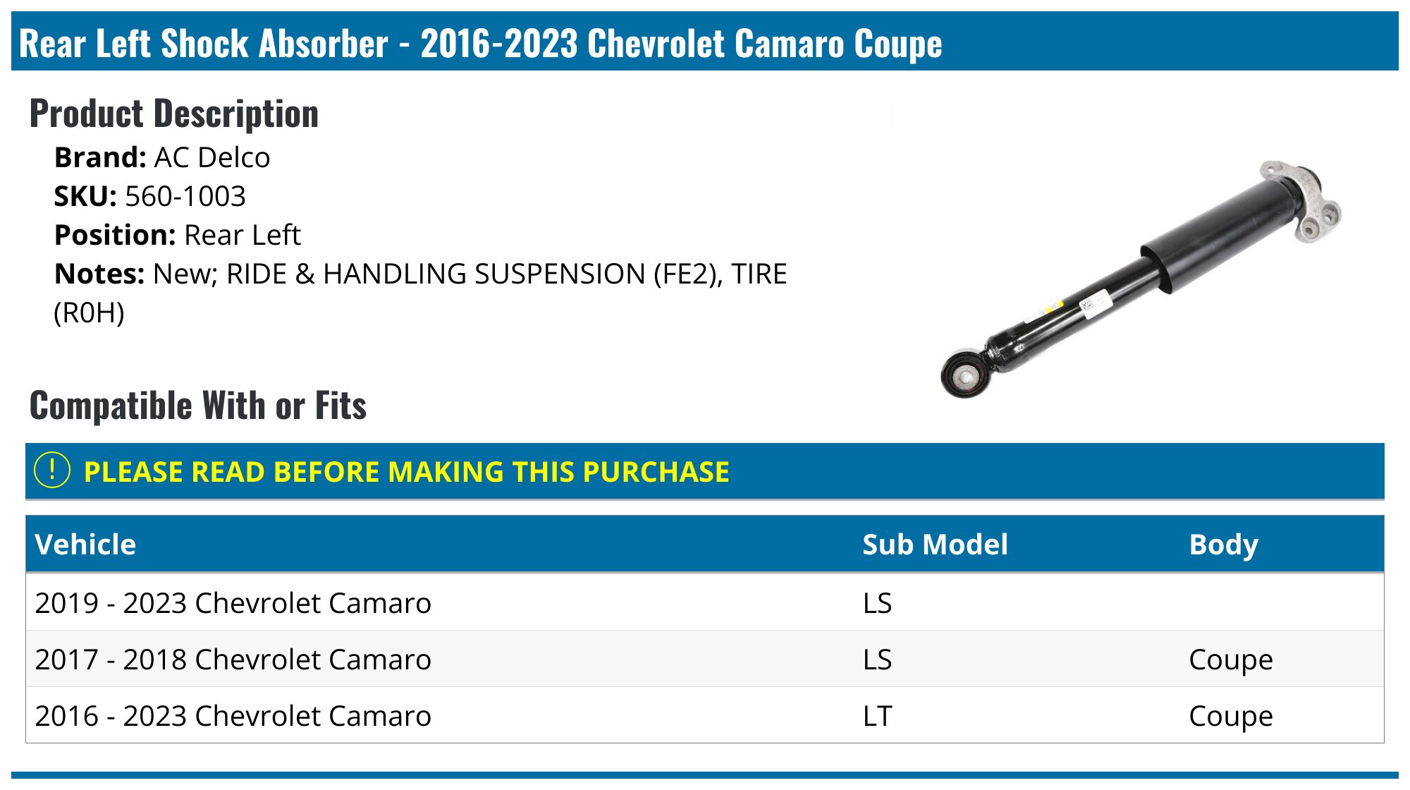 Pair Rear Shock Absorber Struts Magnetic 23281657 Compatible