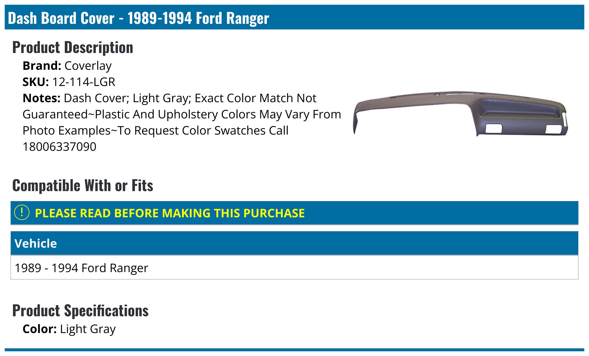 1989-1994 Ford Explorer & Ranger Dash Cover Mat – Burgundy Maroon – Fiber Construction – RZS