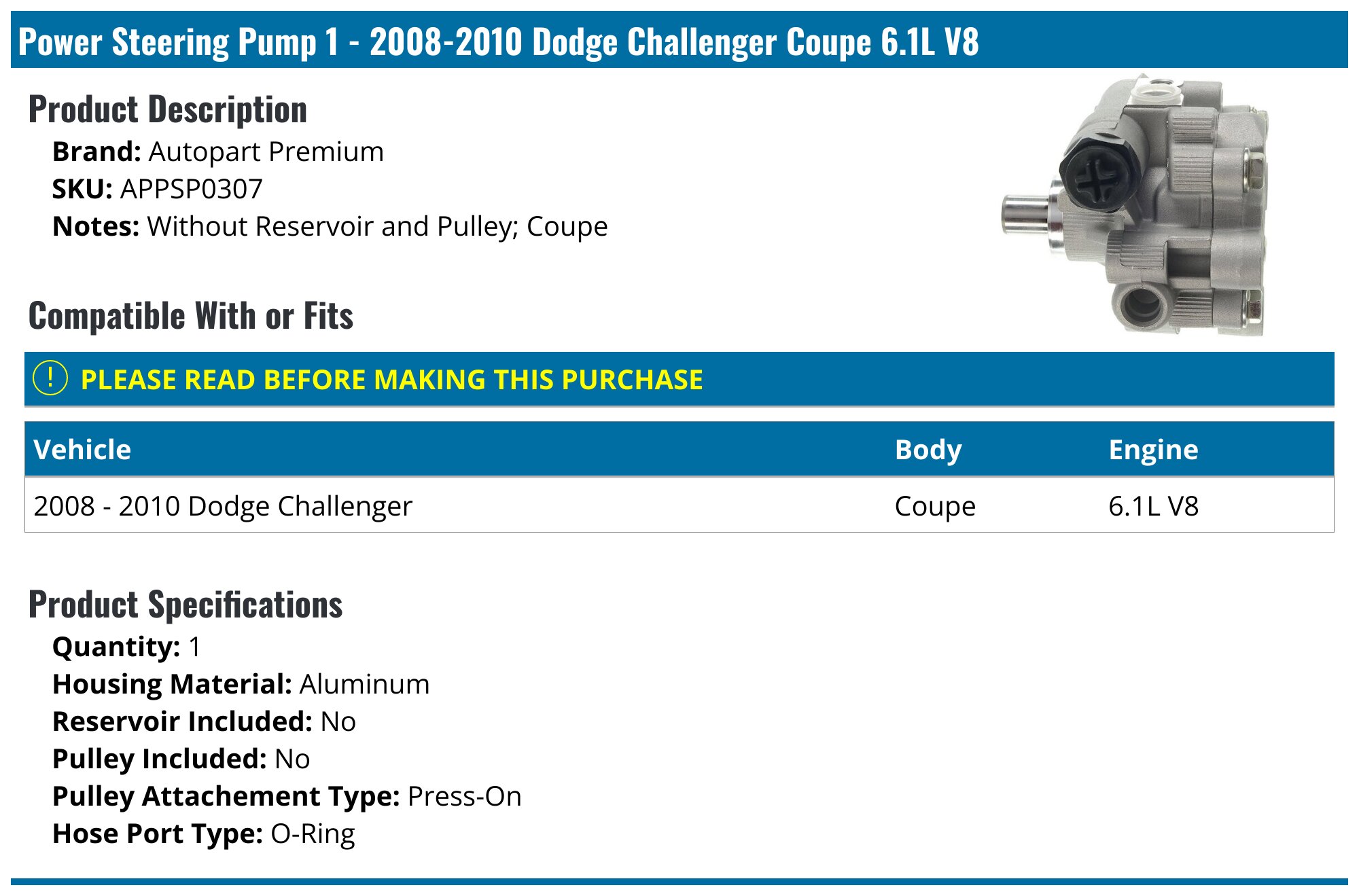 Farrme 04892093AA Power Steering Pump with Pulley Fit for Chrysler 300 for Dodge Challenger Charger Magnum Automotive Replacement Power Steering Pumps Farrme 04892093AA Power Steering Pump with Pulley Fit for Chrysler 300 for Dodge Challenger Charger Magnum Automotive Replacement Power Steering Pumps
