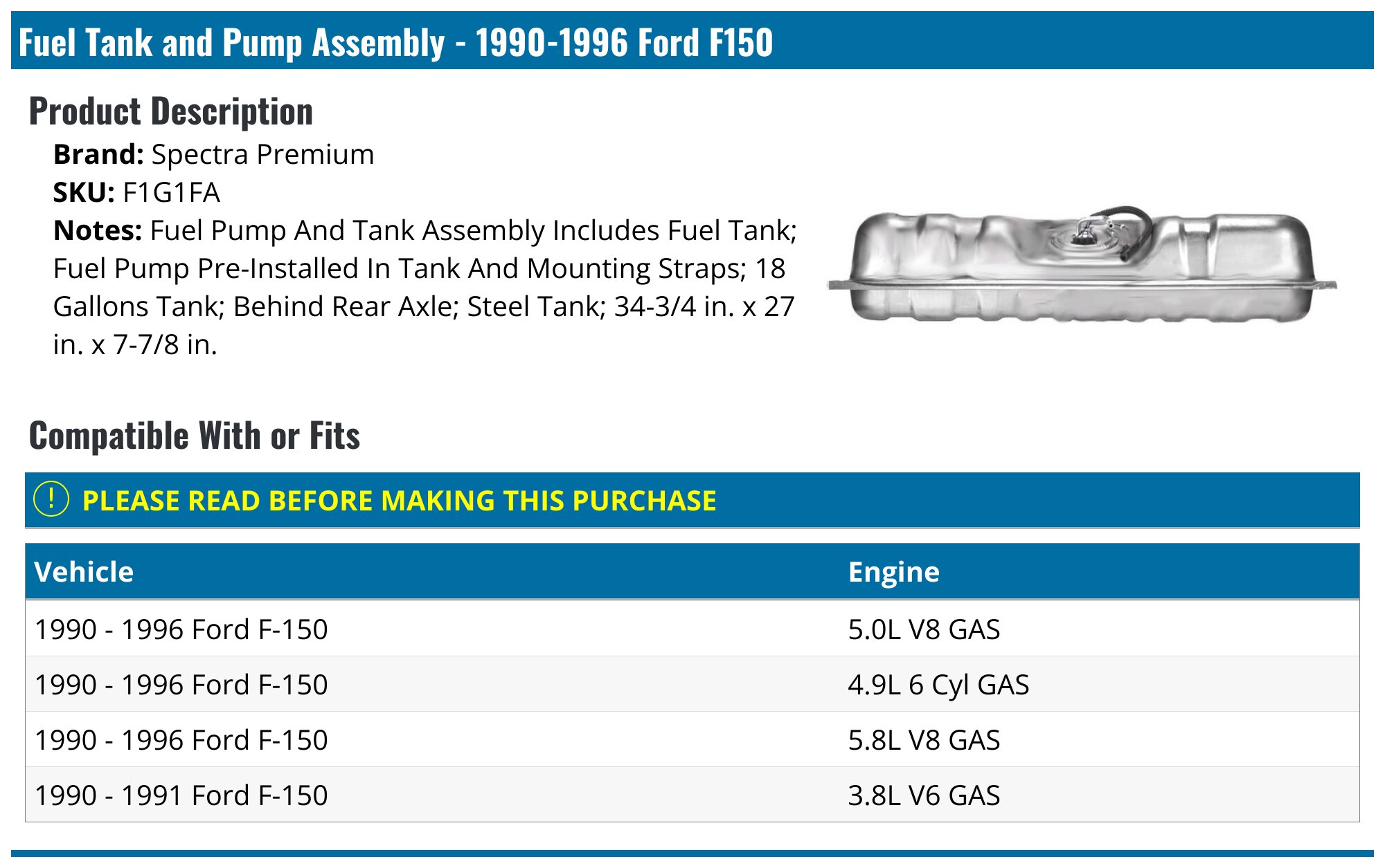 Ford F150 Fuel Tank Capacitynull
