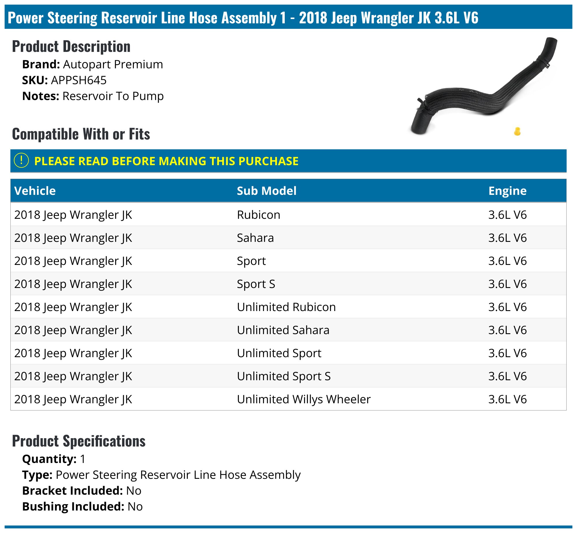 Pump To Hydroboost Power Steering Pressure Line Hose Assembly Compatible With 1999 2004 Chevy Silverado 2500 2000 2001 2002 2003 D1ae21b2 C886 4362 8fb6 47a8f1f84f0d.85f945efb02e3bce4a80b9d72cc11e74