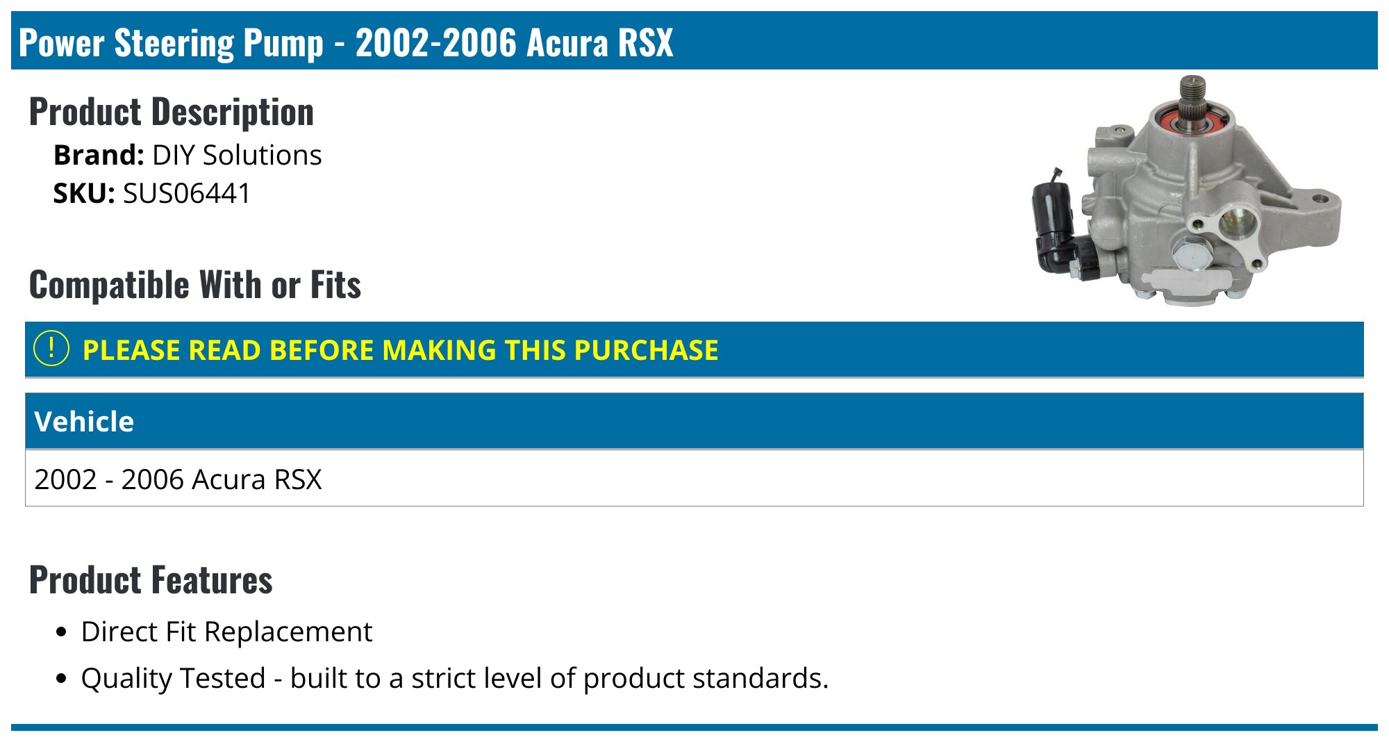 Power Steering Reservoir With Cap For Acura RSX 2002-2006 L4 2.0L – Greatparts GRE156095