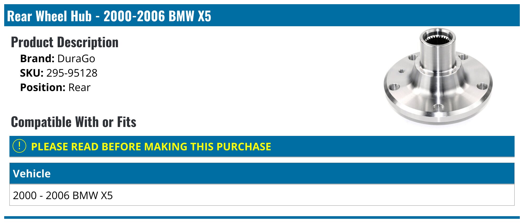 Rear Wheel Hub Bearing Assembly – For BMW X5 (2007-2018) & X6 (2008-2019) – Left Or Right – 33416770974