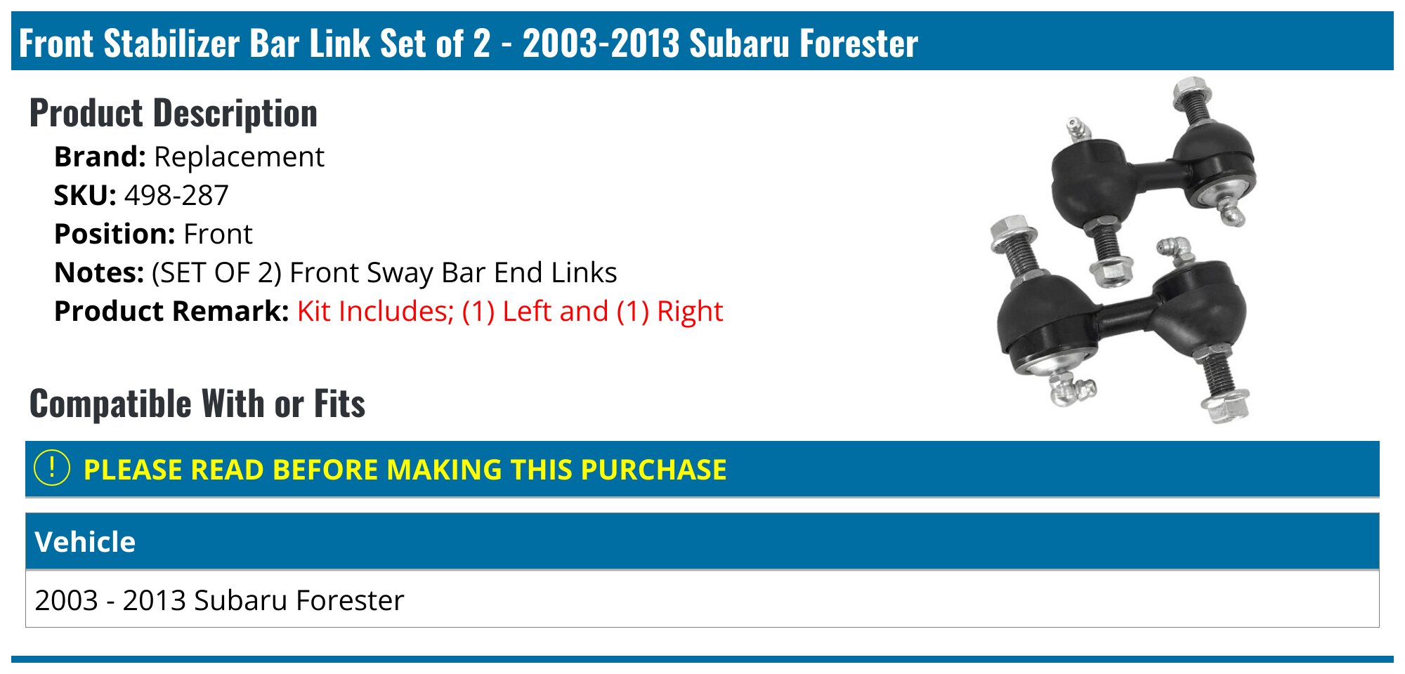 Supporto, Stabilizzatore Assale posteriore per SUBARU FORESTER IMPREZA
