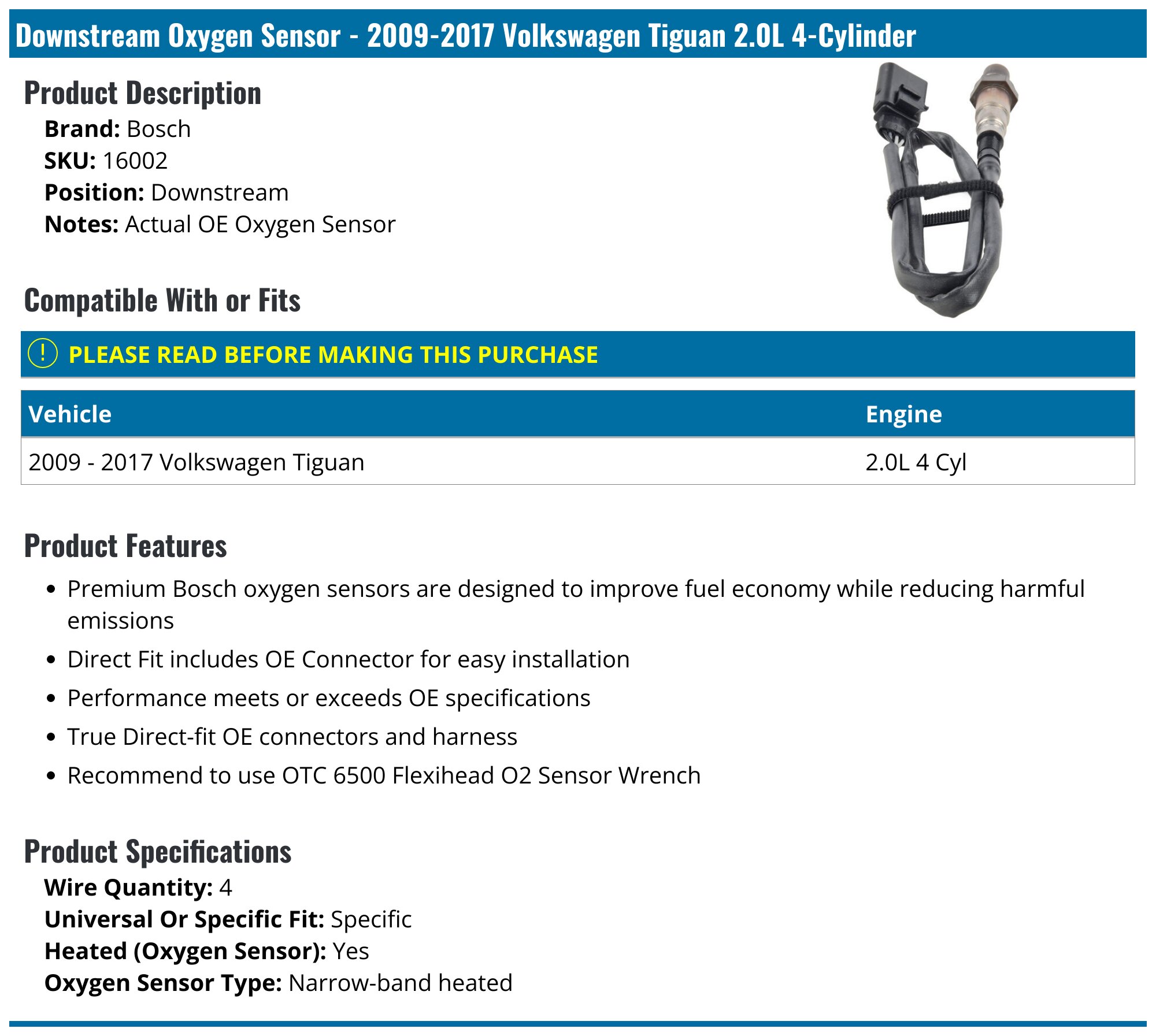 2X Oxygen Sensor For Audi A4 A3 Volkswagen CC Passat 2.0L