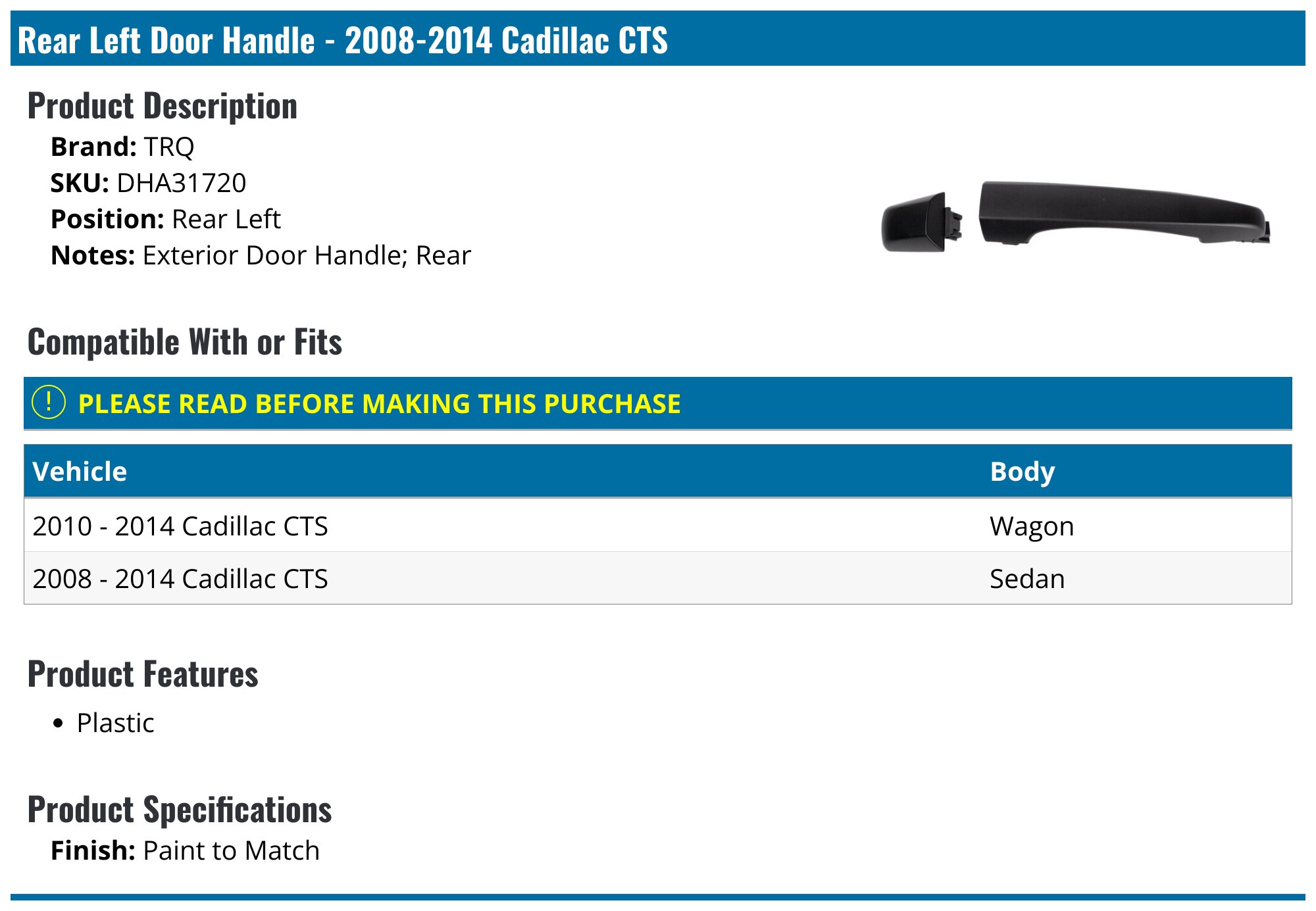 GM OEM Front Passenger Door Outside Handle Bracket 25979141 For Cadillac CTS 2009-2014
