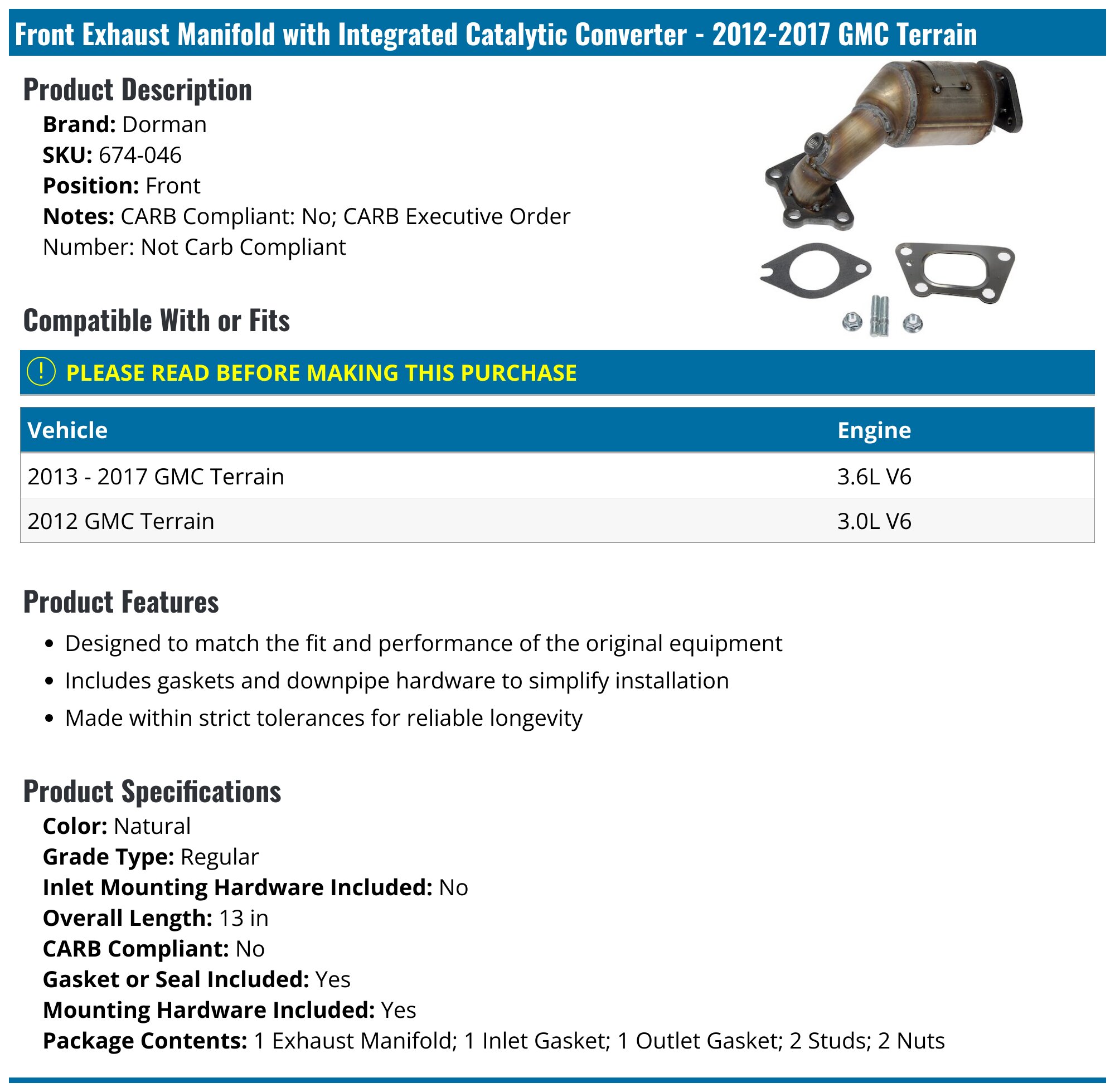 Gmc Terrain Exhaust Manifold Recallnull