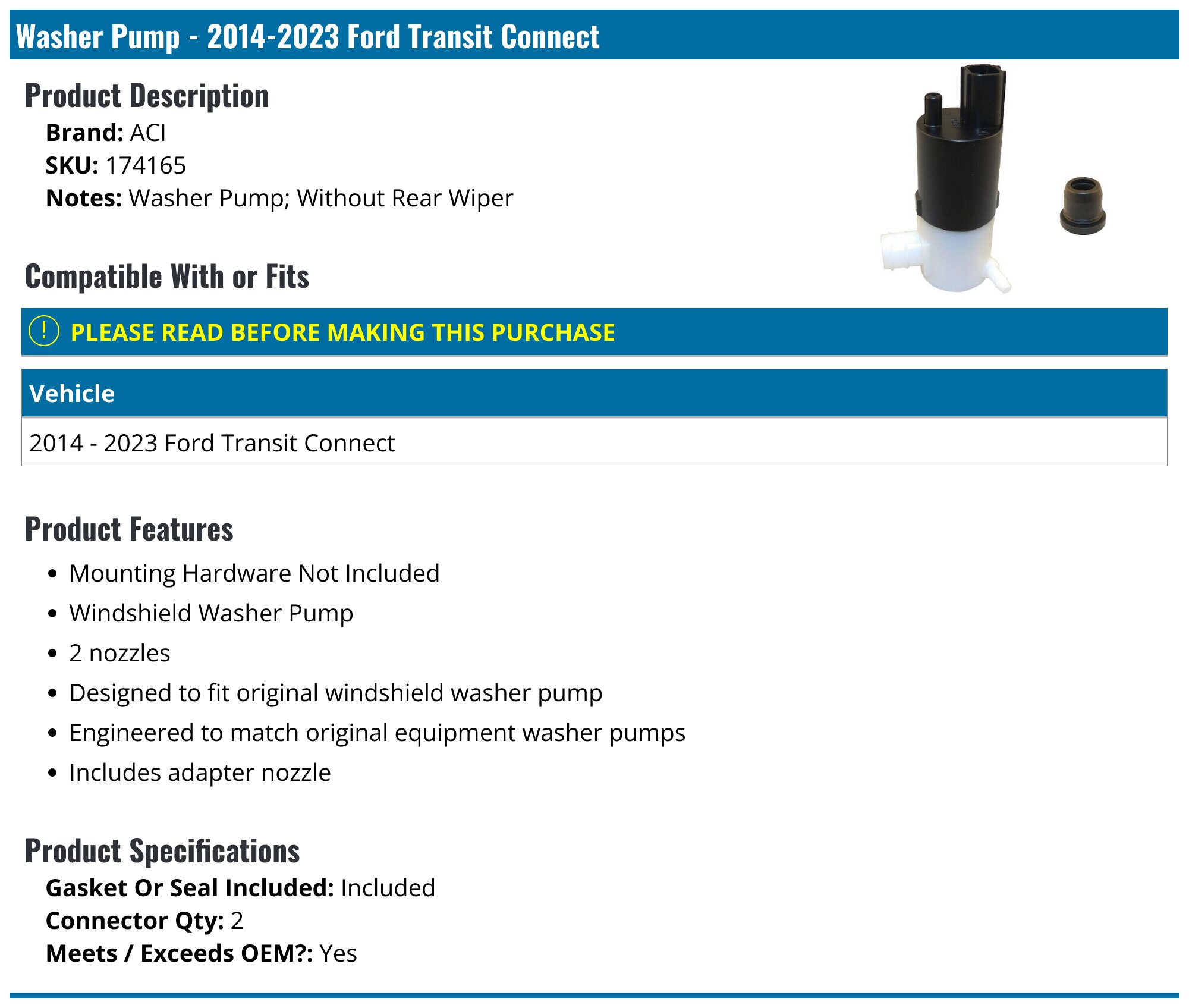 Universal Windshield Washer Pump Windshield Washer Pump Replacement ...