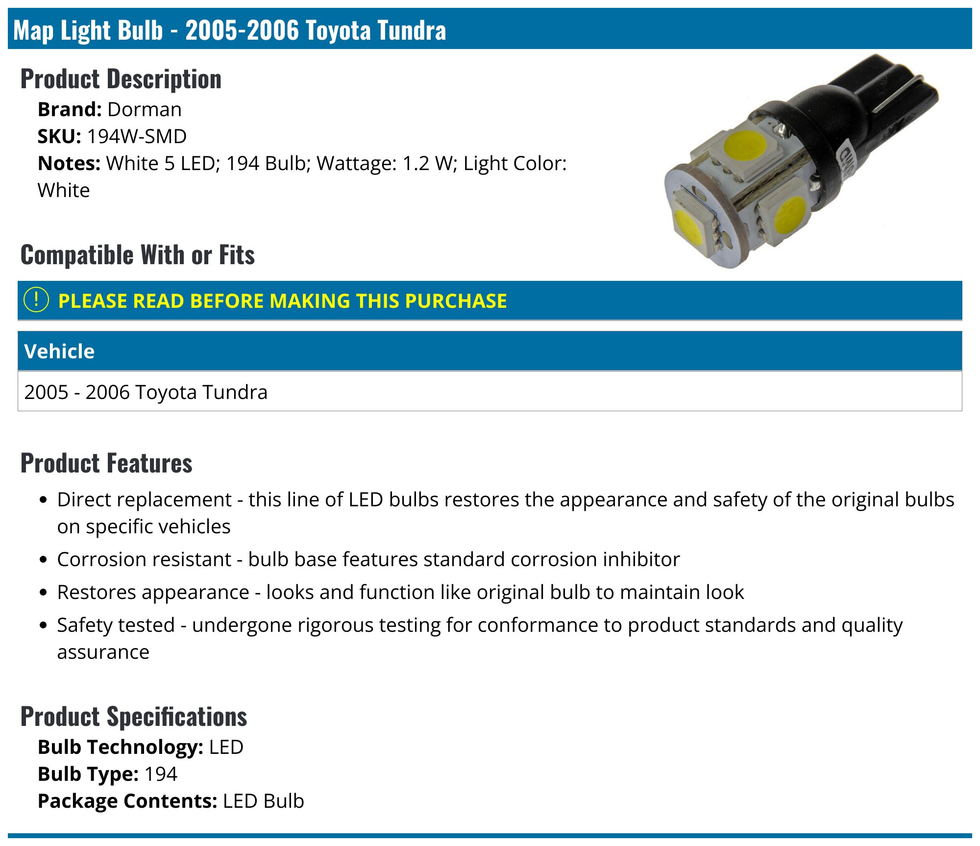 2008 toyota tundra light bulb chart specification