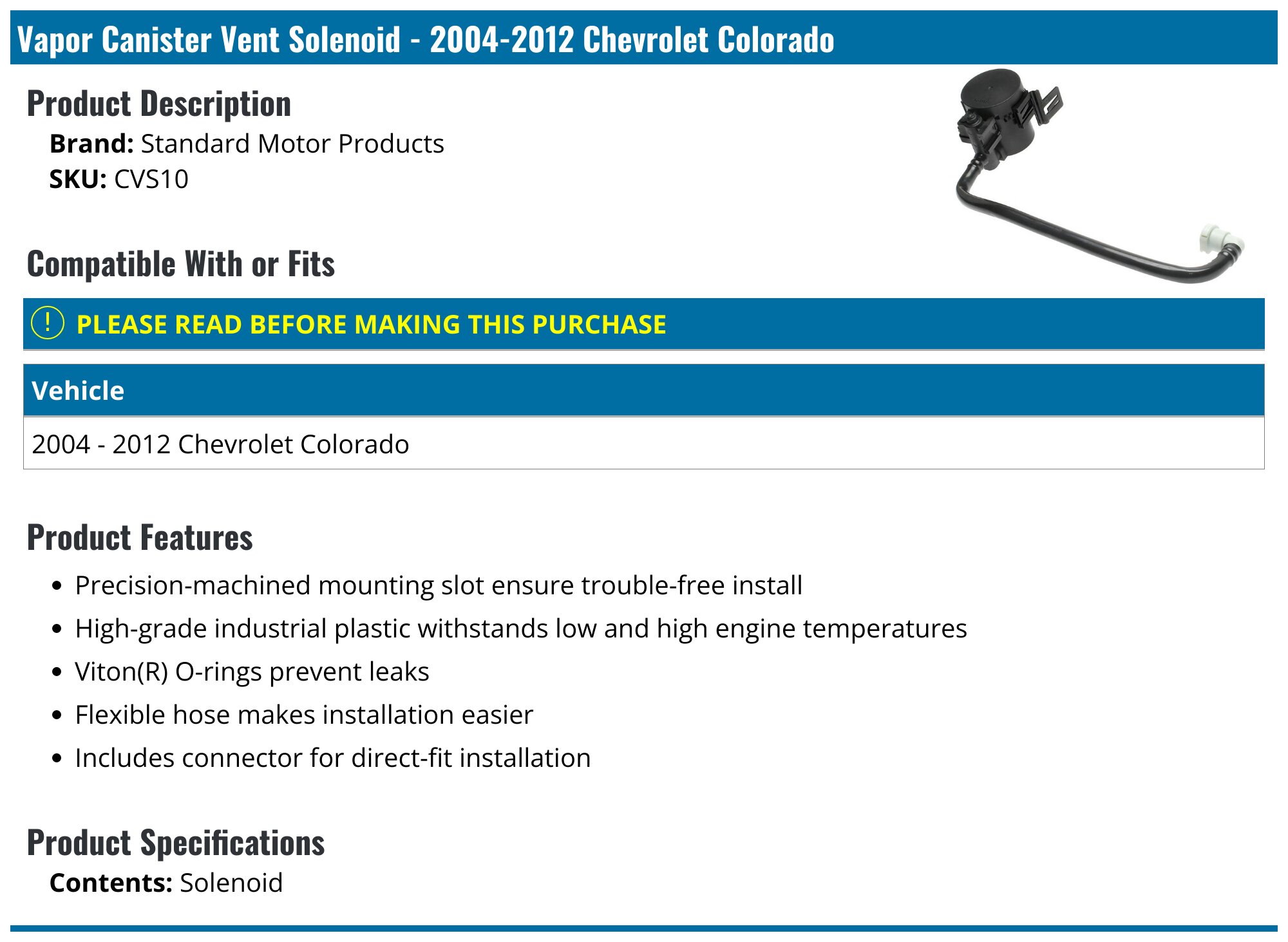 JDMSPEED EVAP Vapor Canister Vent Solenoid Valve - Replaces 10386359 For Canyon Colorado H3