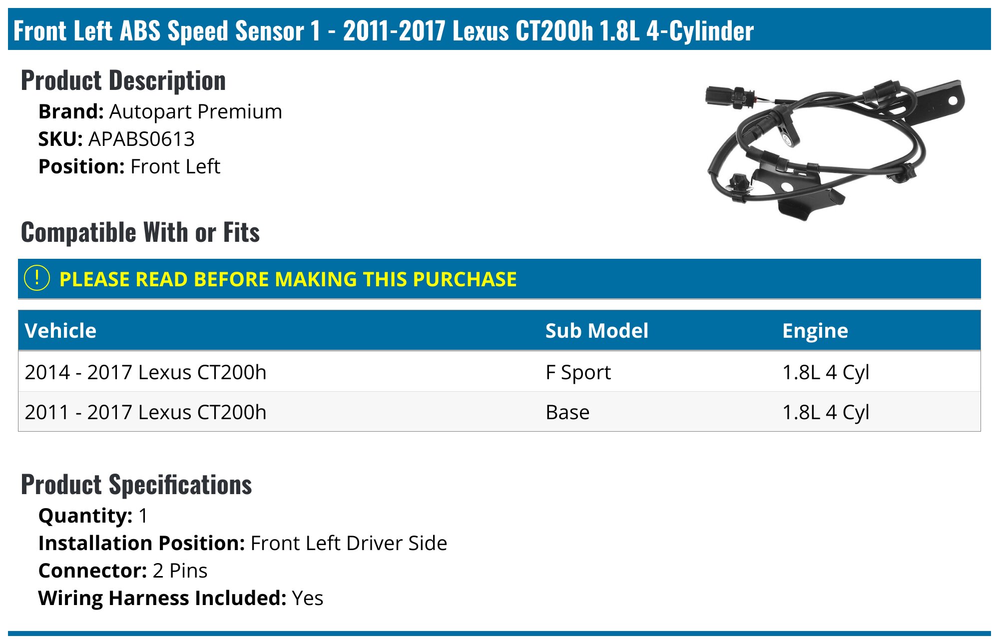 New ABS Speed Sensor Front Passenger Right Side RH Hand For Ford Edge MKX Auto E - Foto 8