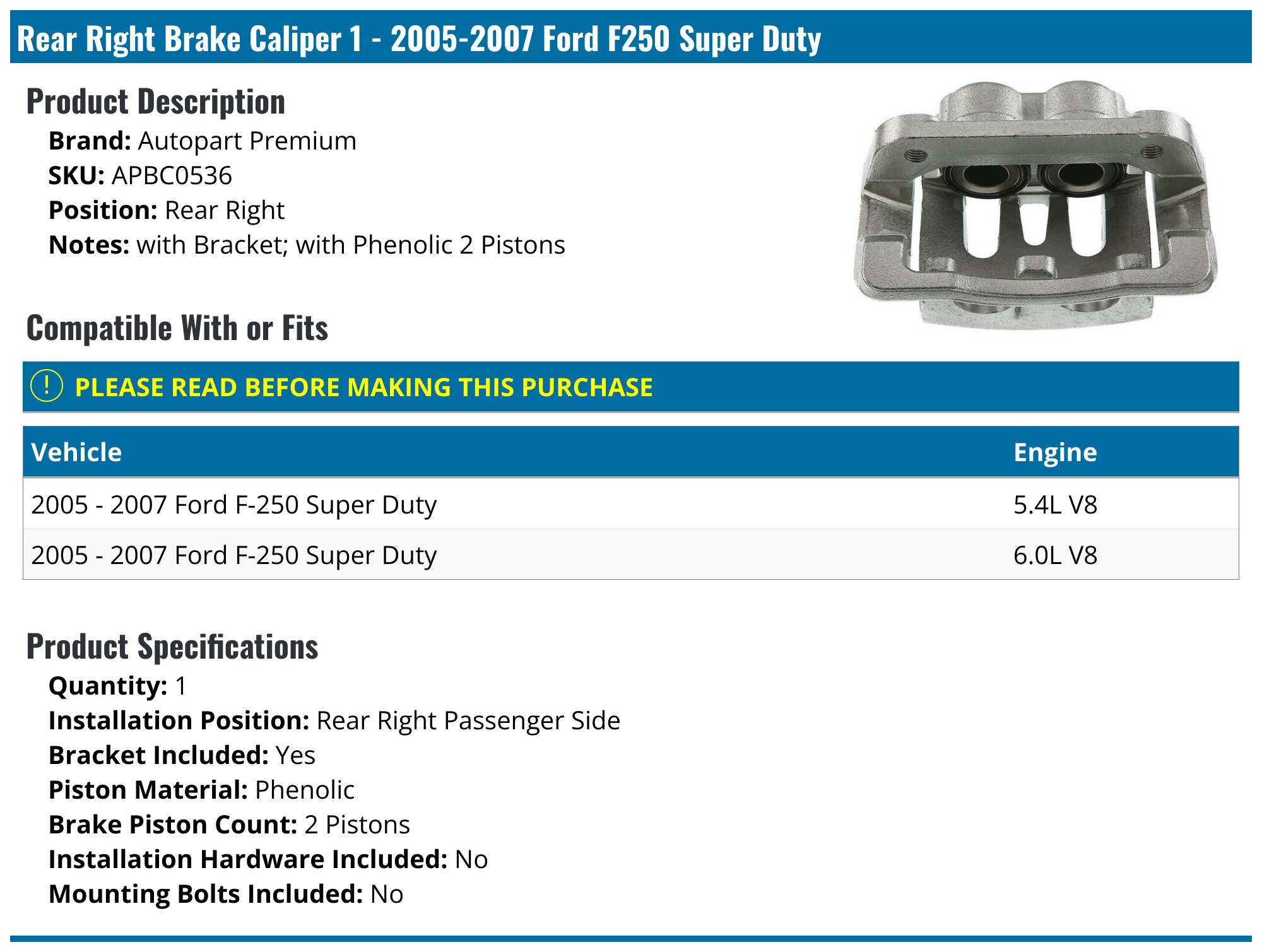 Pair Front Brake Caliper w/ Bracket For 2005-2012 Ford F-250 F-350