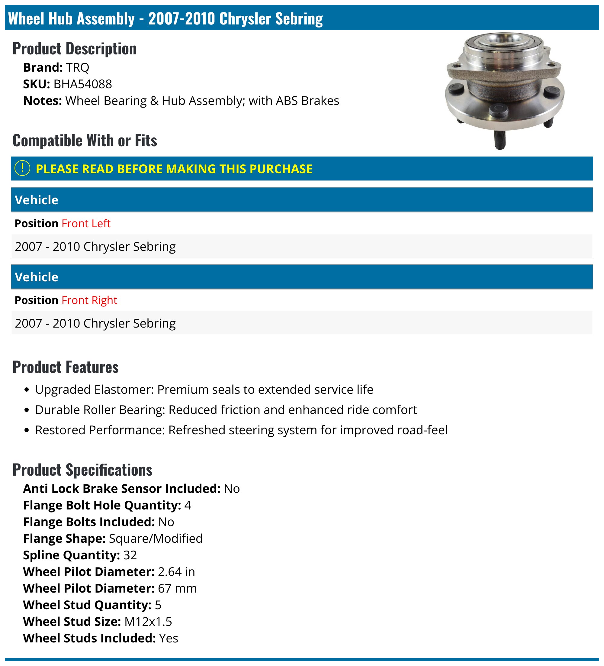 Front and Rear Wheel Bearings & Hubs Kit Timken For Equinox Terrain FWD Front and Rear Wheel Bearings & Hubs Kit Timken For Equinox Terrain FWD