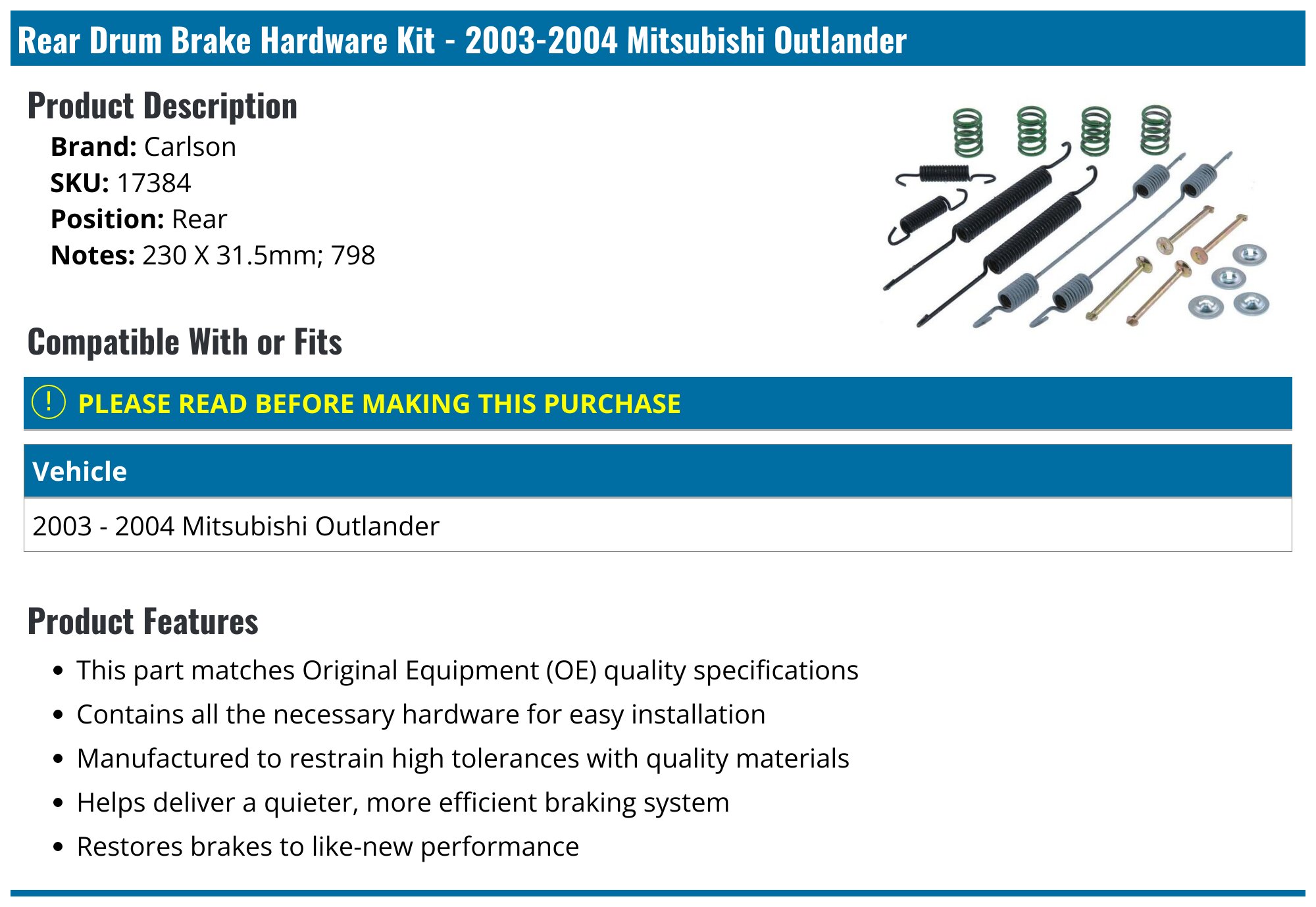 Dorman HW17384 Kit Hardware Per Freni A Tamburo - Ricambio Aftermarket - 2