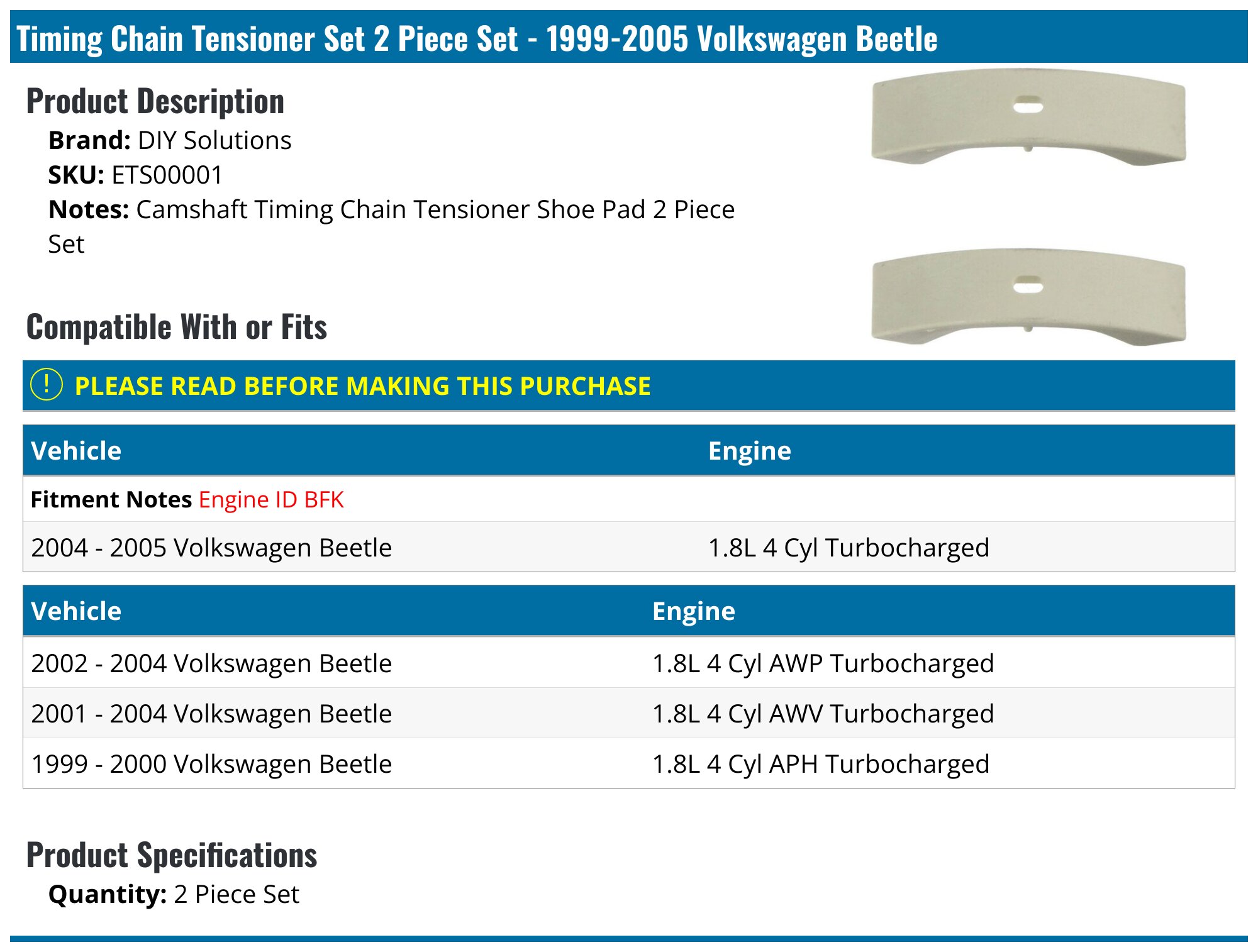 Timing Chain Tensioner Set For 4.6L & 6.8L Ford/Mercury/Lincoln - F6AZ6L266CA Replacement (Pair)