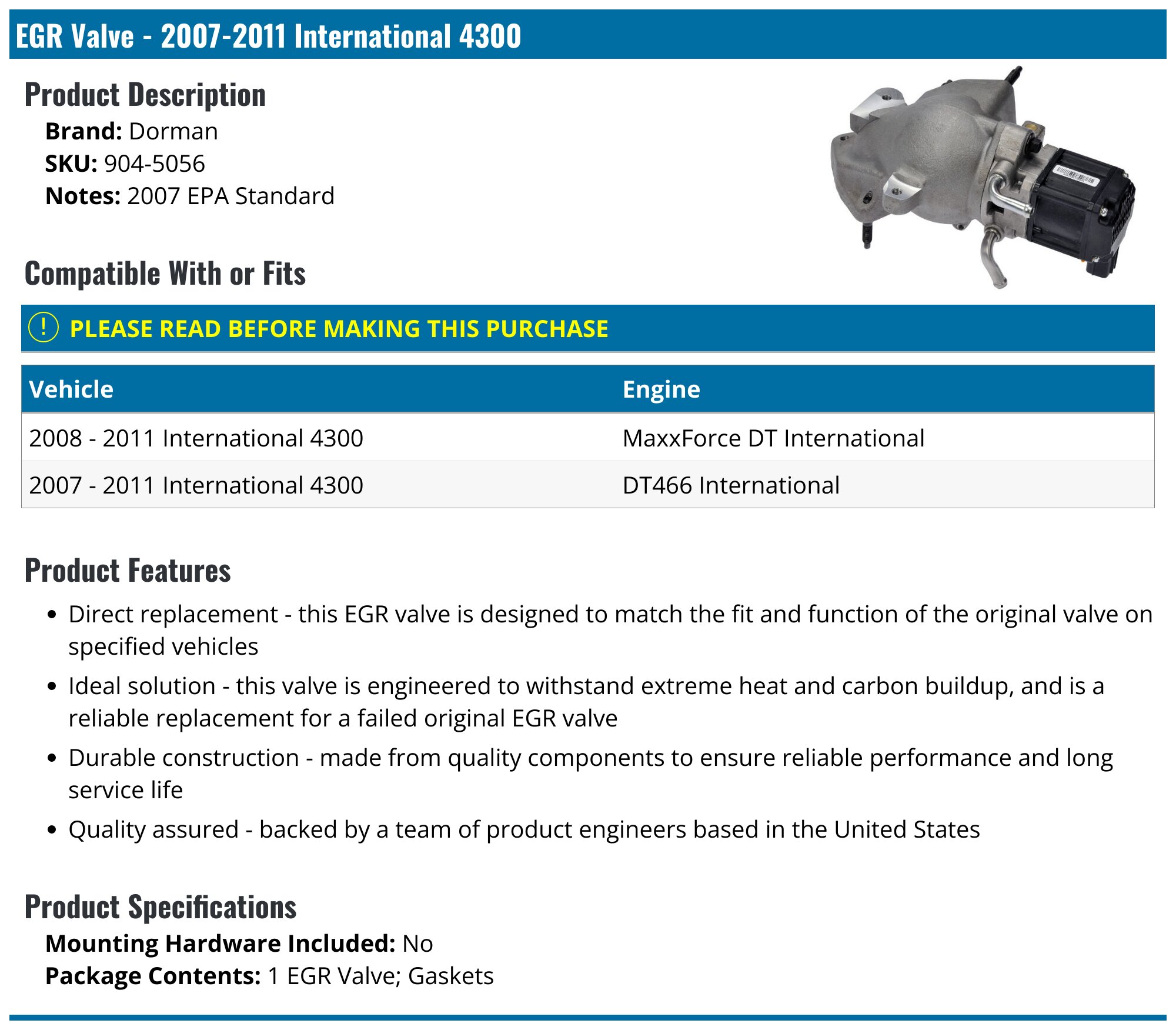 2013 INTERNATIONAL 4300 MAXXFORCE EGR VALVE visual data 3