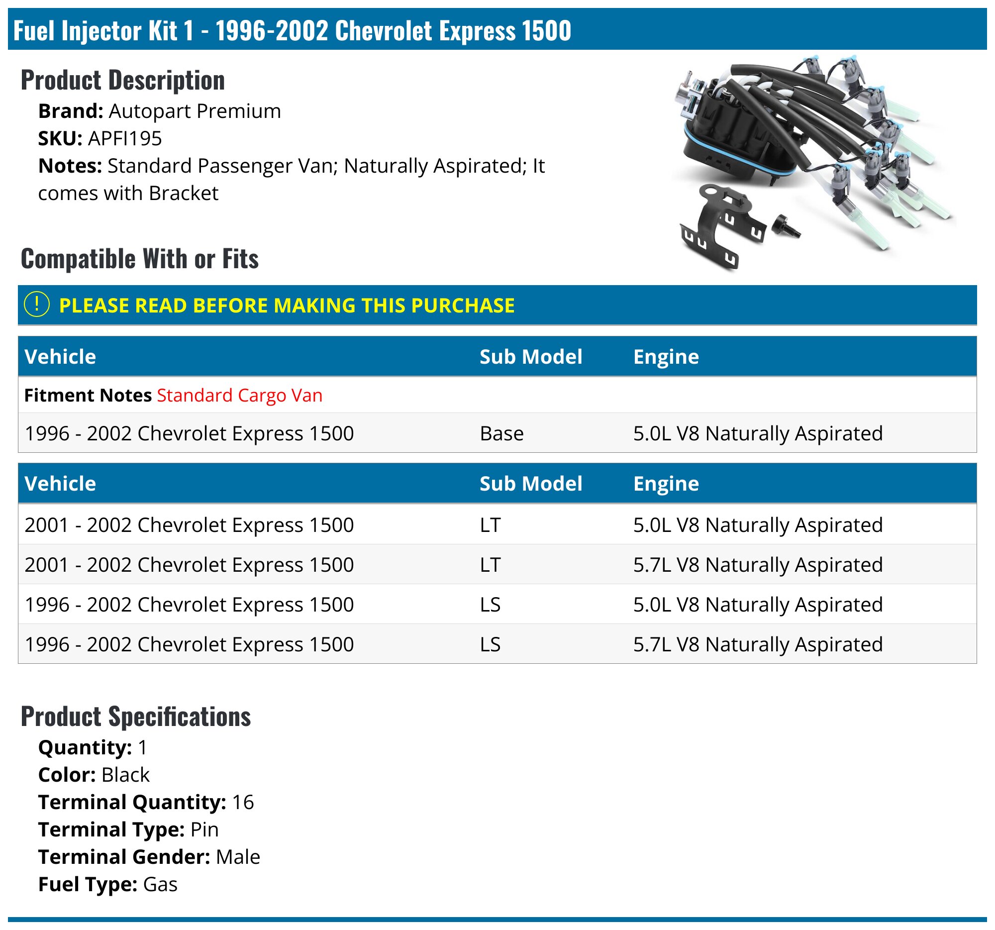 Central Port Fuel Injectors Injection Fits Chevy GMC Truck V8 5.0L 5.7L