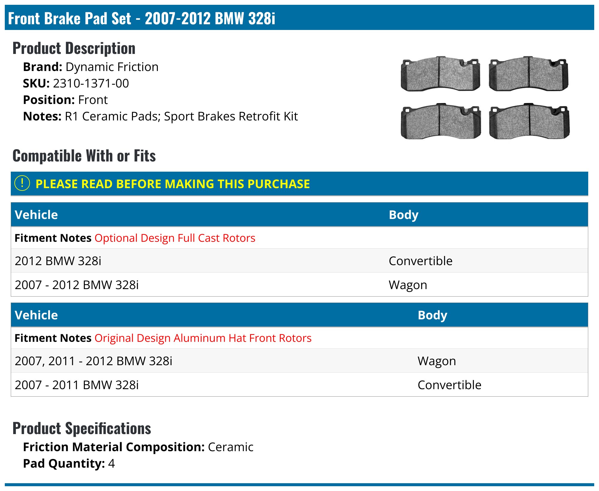Complete BMW E81 118d Brake Kit (2007-2011) – Front & Rear Discs, Pads, And Sensor Cables Included