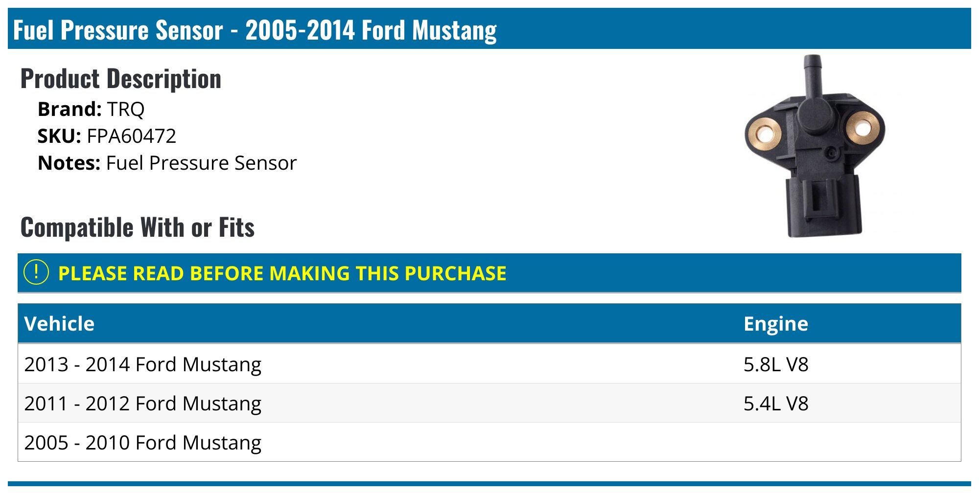 AUXITO Fuel Pressure Sensor – 4.6L 5.4L Ford Mustang Escort F-150 – 3R3E9F972AA – Direct Replacement