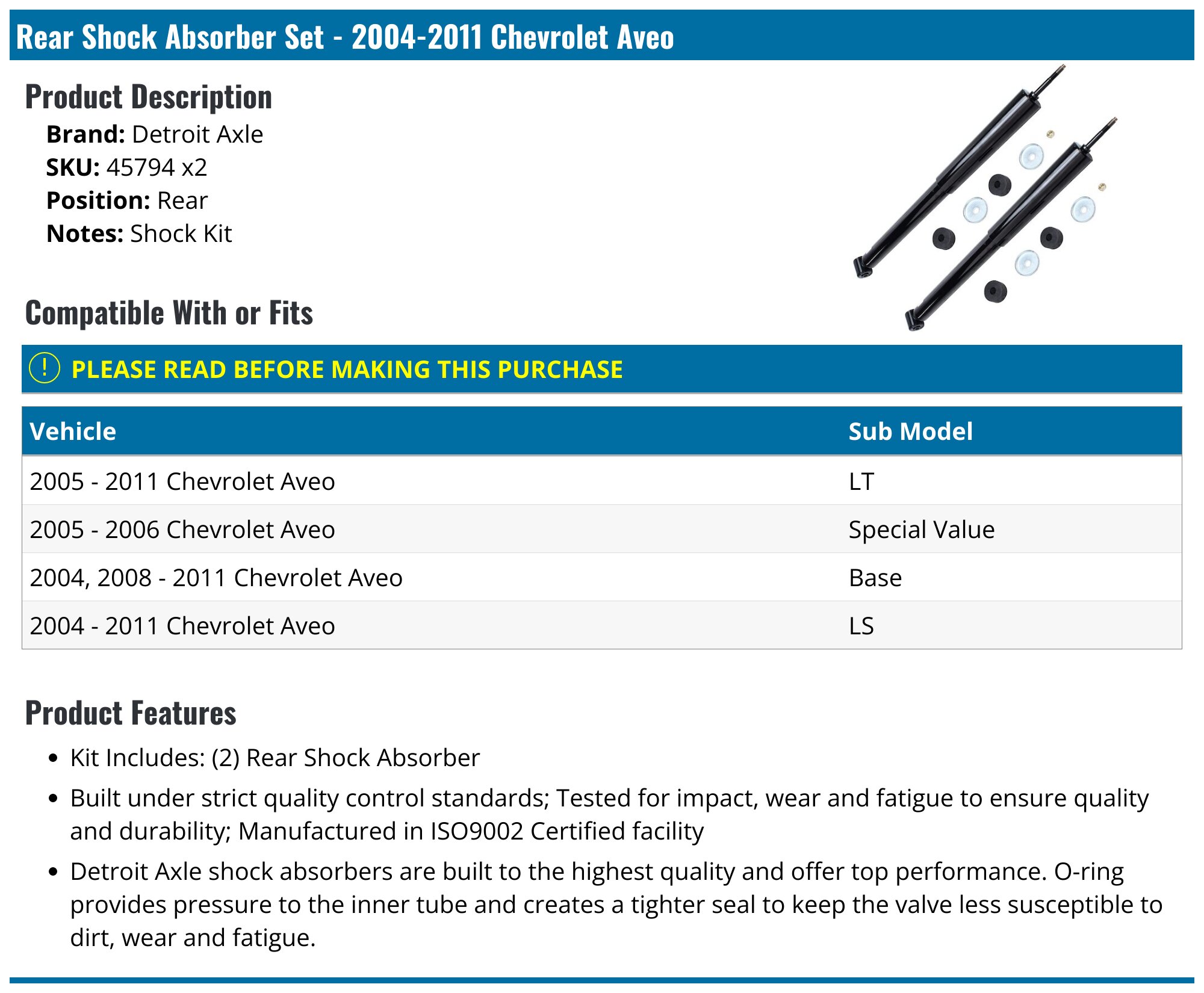 Adjustable Coilover Kit - for Chevrolet Aveo 2002-2008