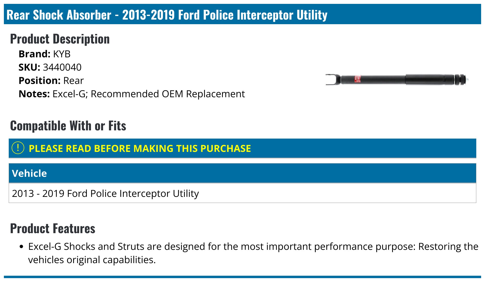 Pair Rear Shock Absorbers For 2013-2019 Ford Police Interceptor Utility – PM AUTO, Direct Replacement, Black