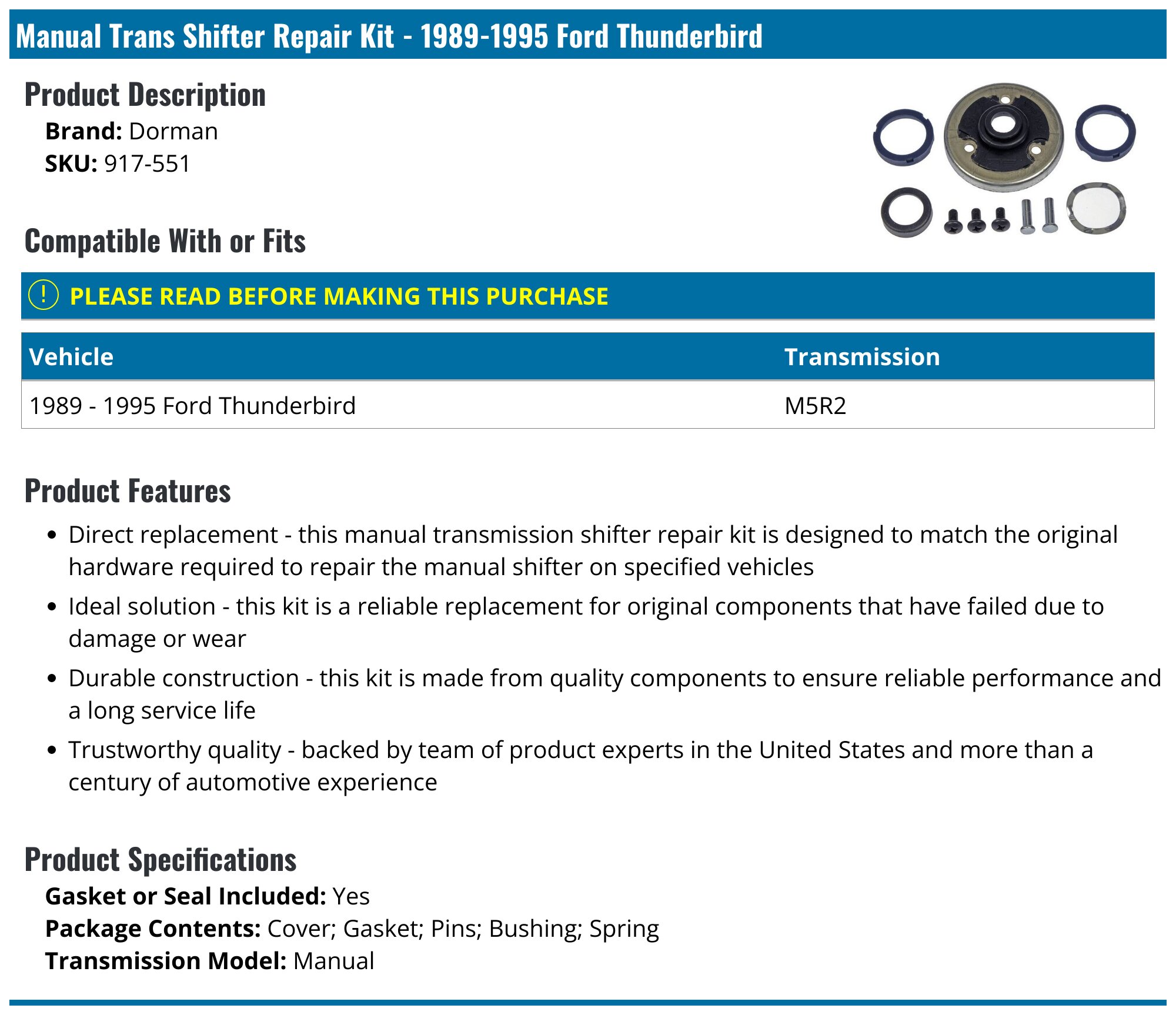 KIT DE RÉPARATION Auto Trans Shifter Dorman 39DKKF28 Pour Lincoln - Foto 7