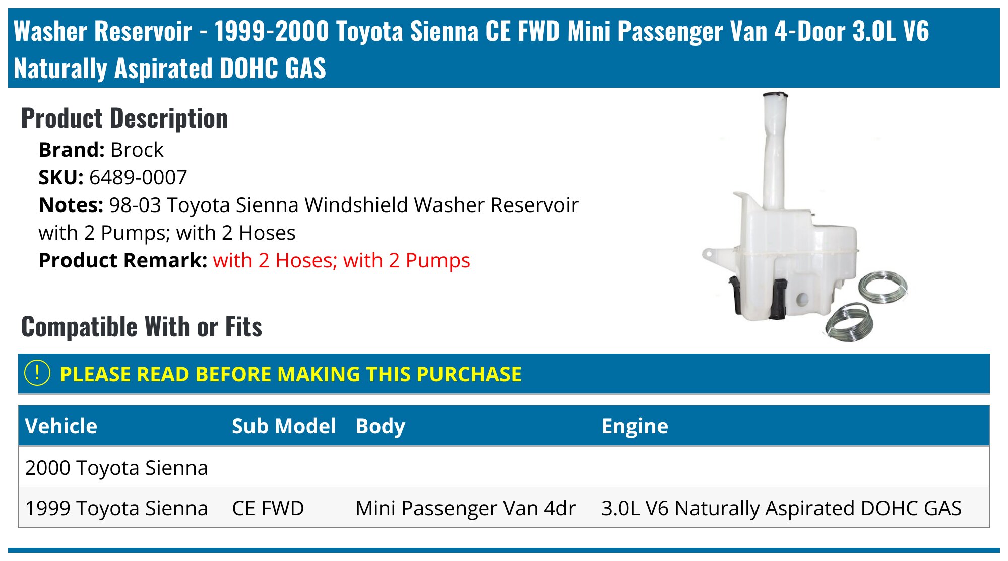 Washer Reservoir Windshield Tank Bottle w/Pump &Pipe For 21-23 TOYOTA