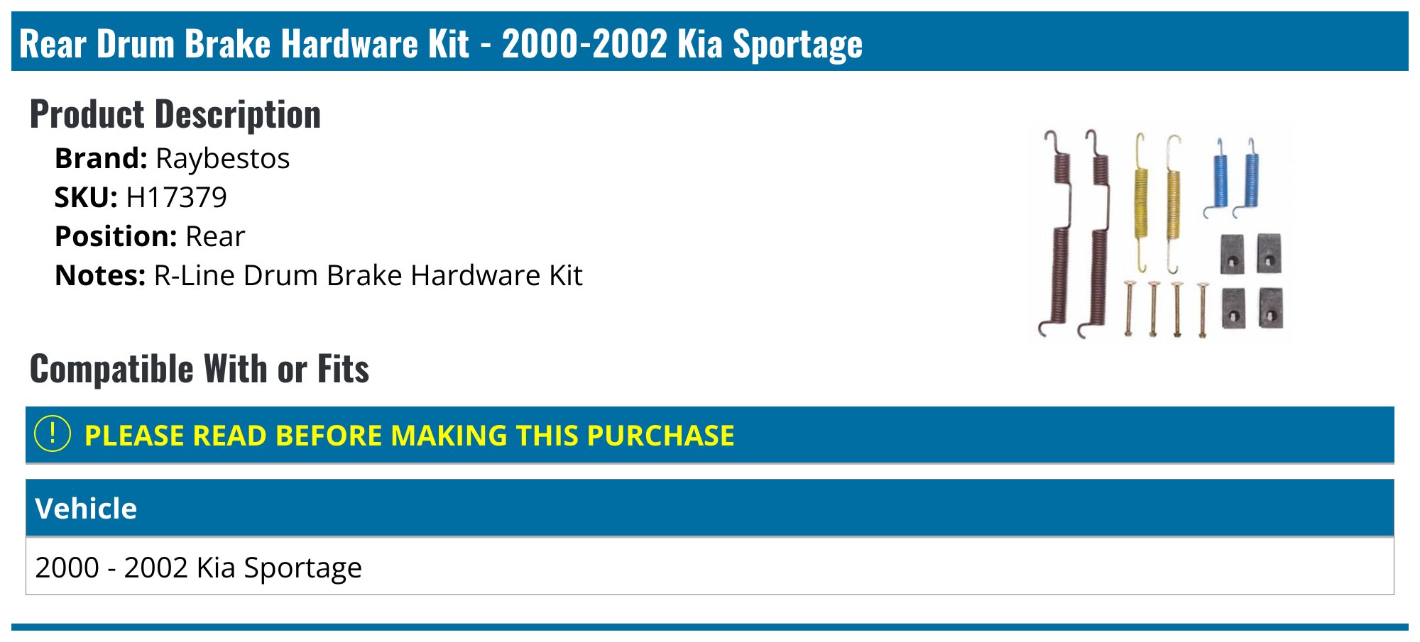 Purchase DORMAN HW7305 Rear Brake Drum Hardware Kit-Brake Hardware Kit - Drum in Chino