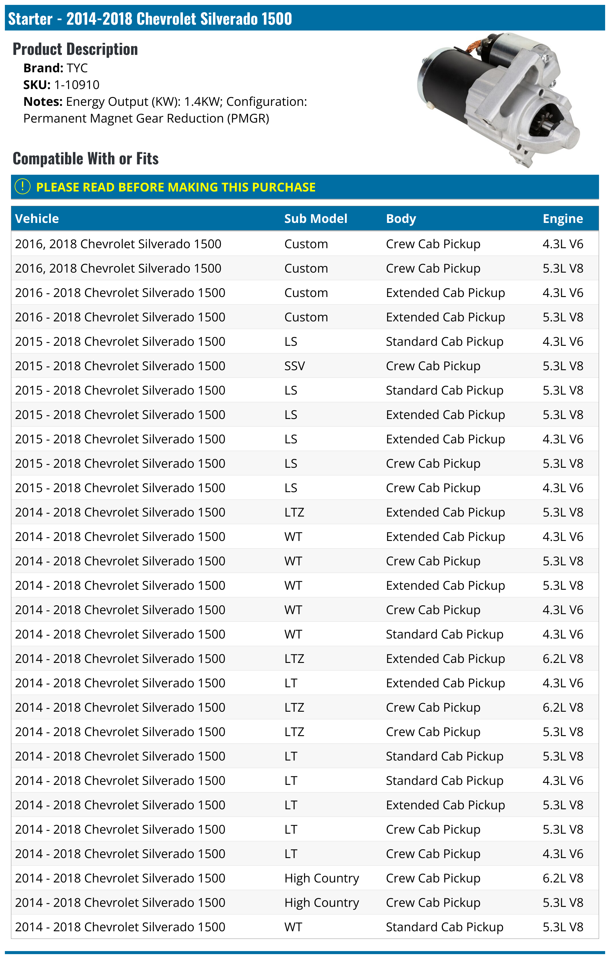 TYC 1-10910 Starter Motor, image size:2000x3145
