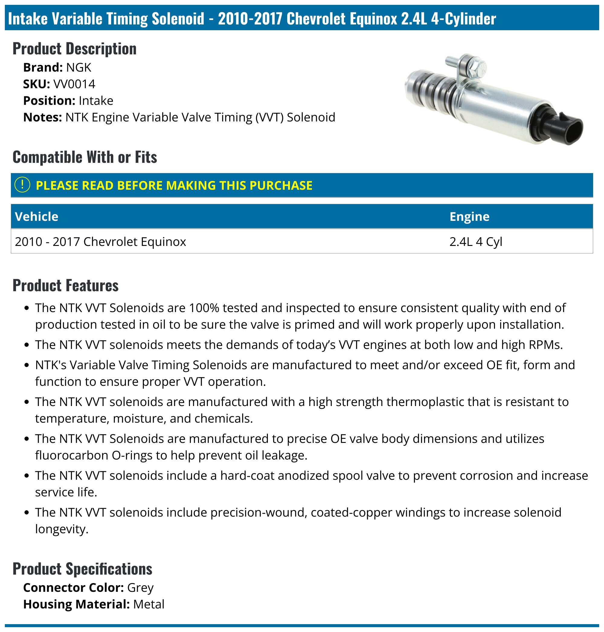 2010 Chevy Equinox Transmission Chevy Equinox VVT Solenoid Replacement (2010-2017 2.4L) - Intake & Exhaust Timing Valve 2005 Chevy Equinox Water Pump - Foto 4