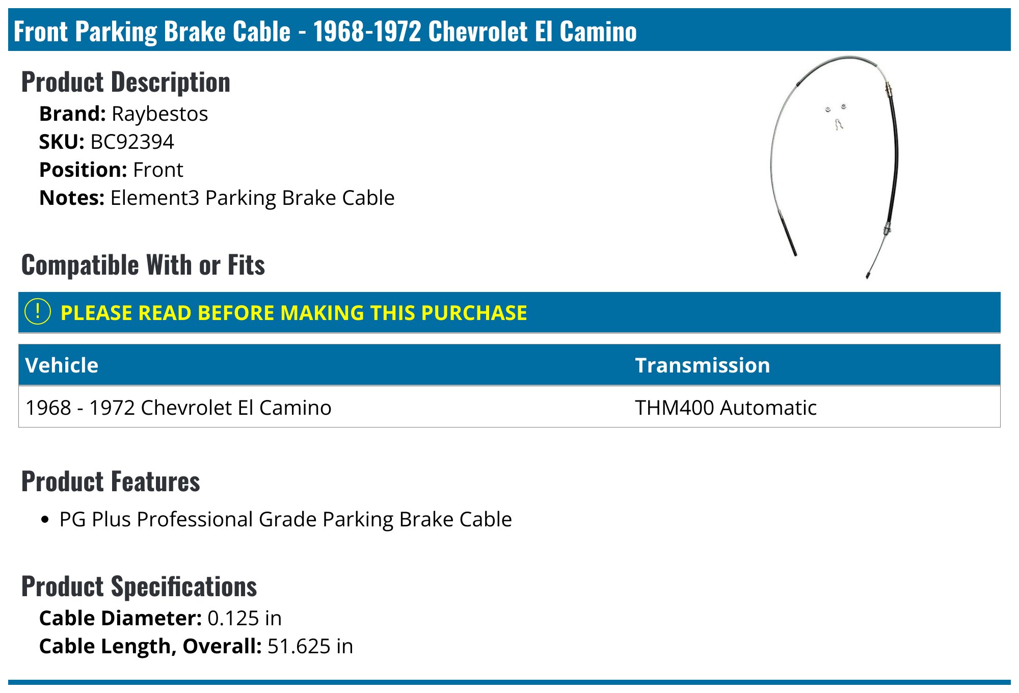 Parking Brake Cable-Assembly Front ACDelco 18P2287