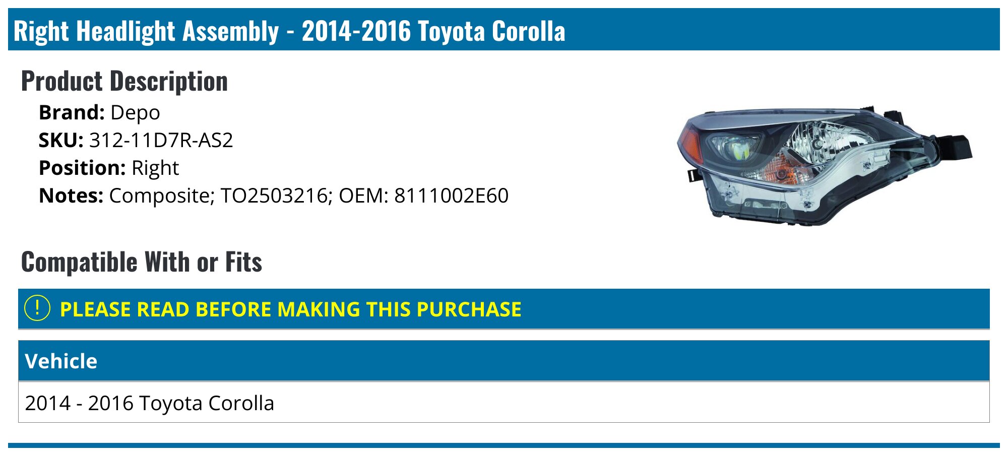 DEPO Headlights For Toyota For Sale