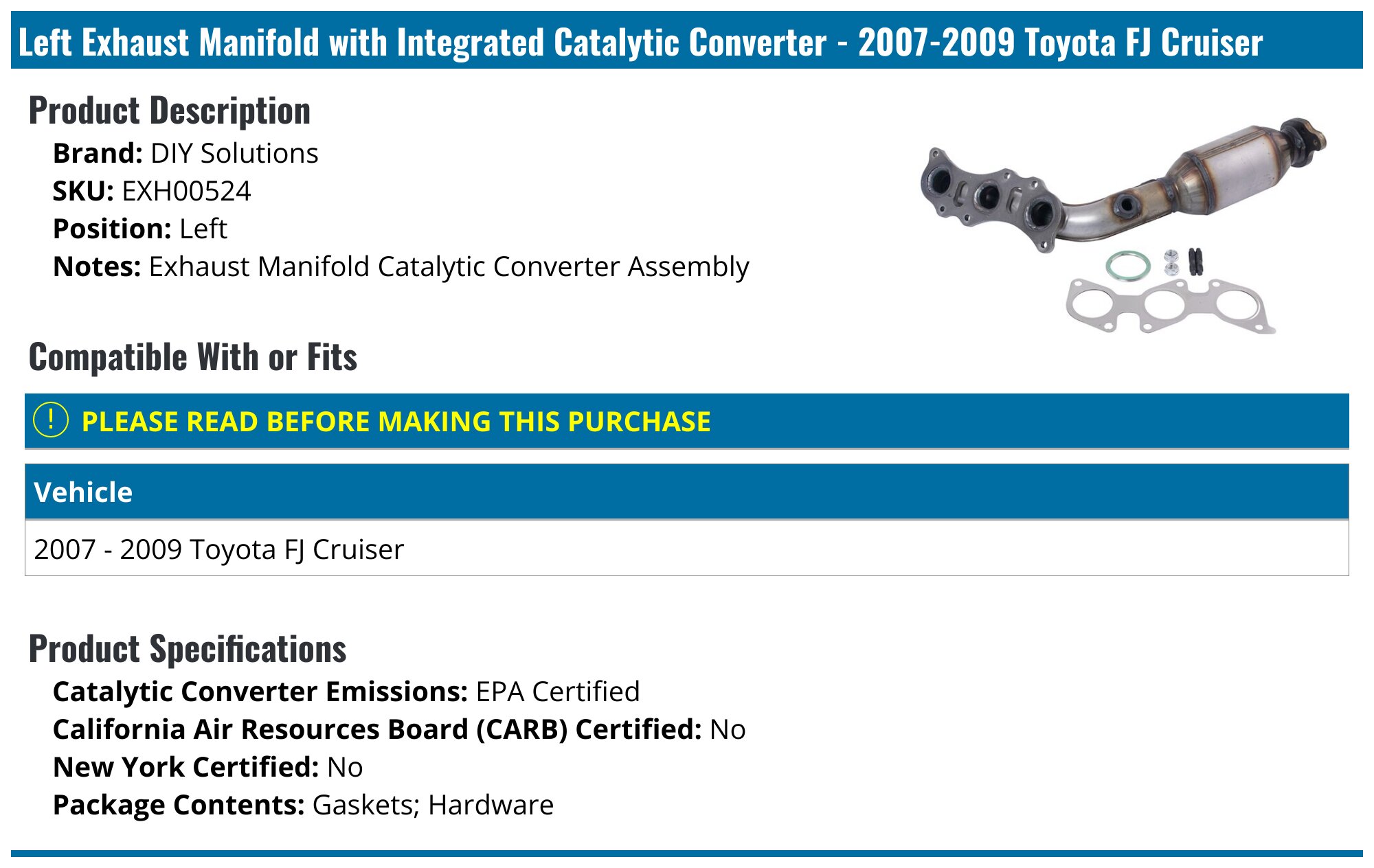 20072009 Toyota FJ Cruiser Catalytic Converter DIY Solutions