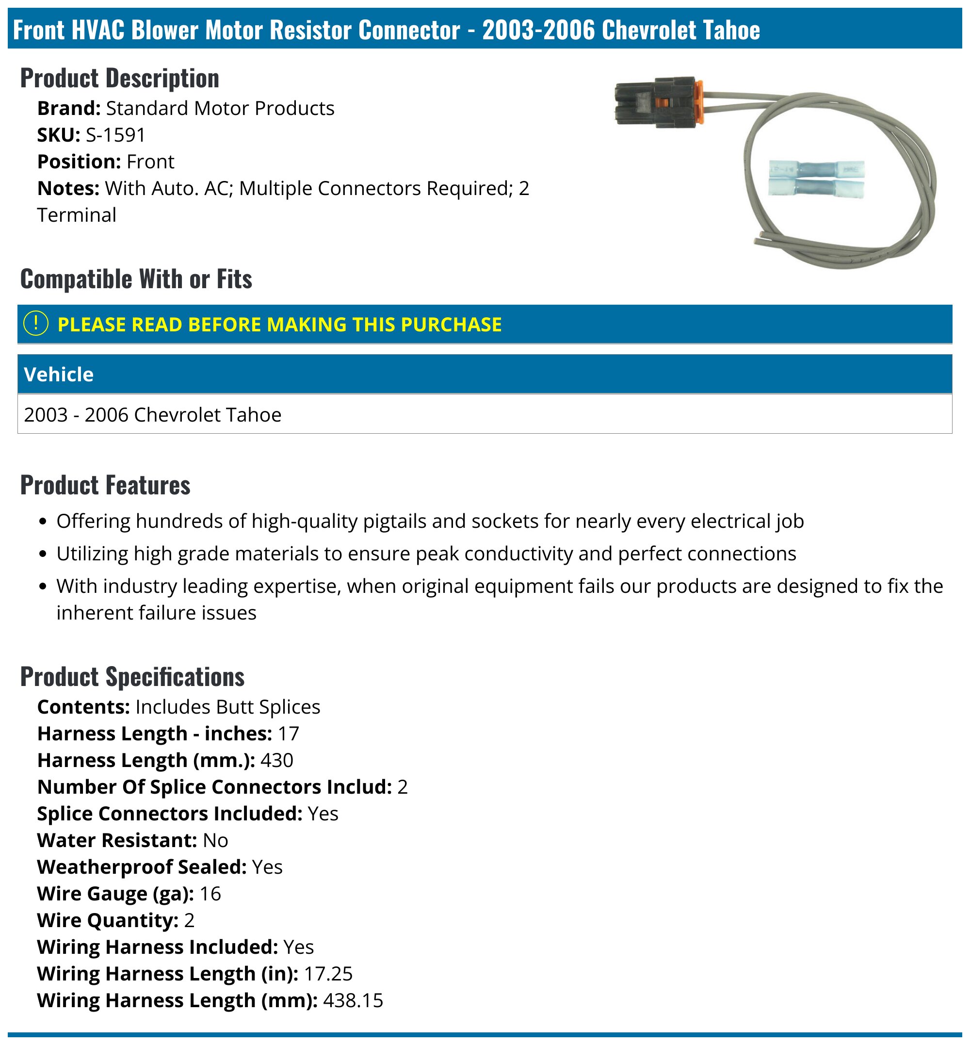 Hvac Blower Motor Resistor Connector-BATTERY EV (EV/BEV) Front Standard  Jeep Tj Blower Motor Resistor