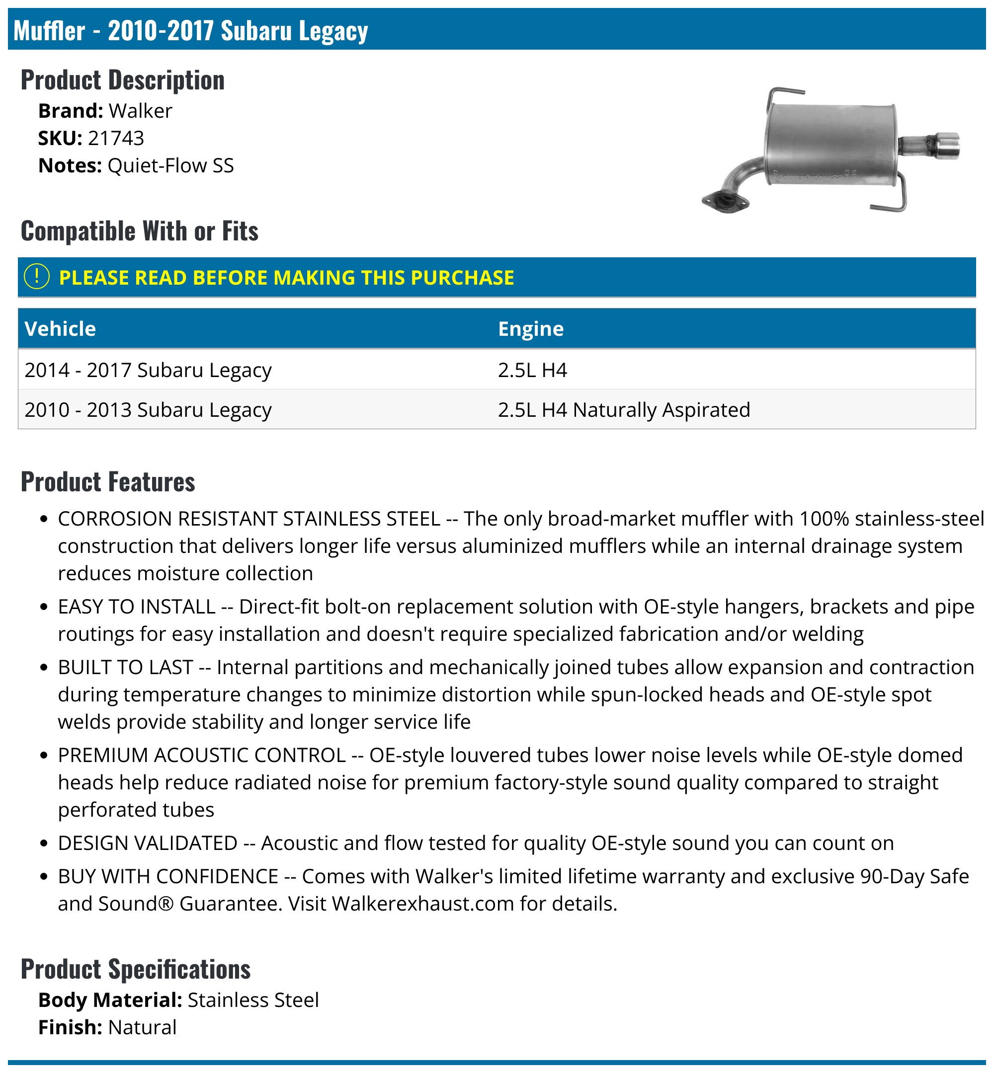 Magnaflow Direct-Fit Replacement Exhaust System | Subaru Legacy (95-99) 2.2L (106-0371)