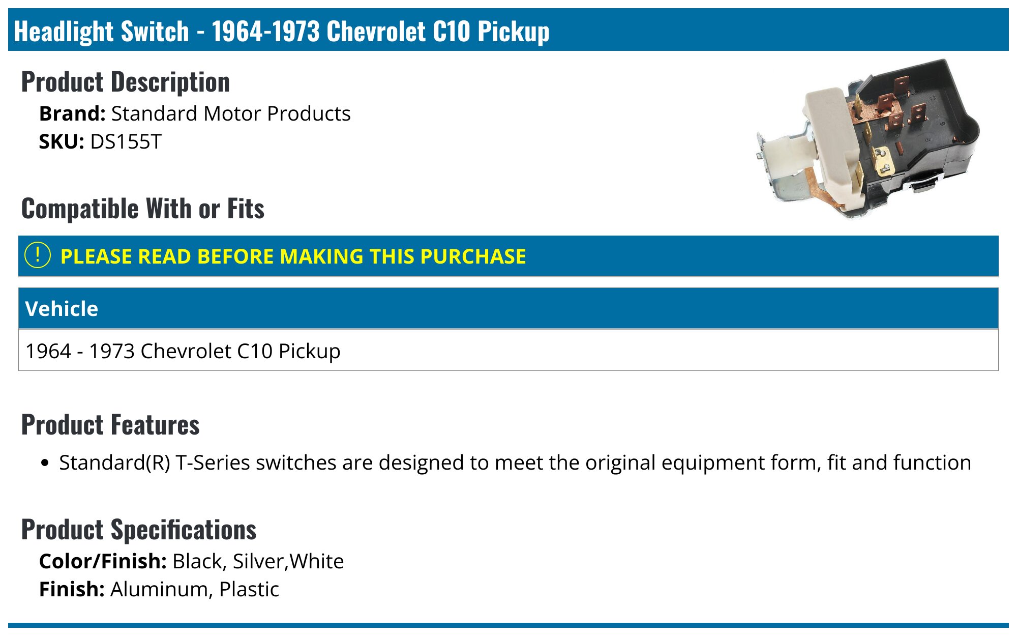 Buy Headlight Switch Standard DS-155 online