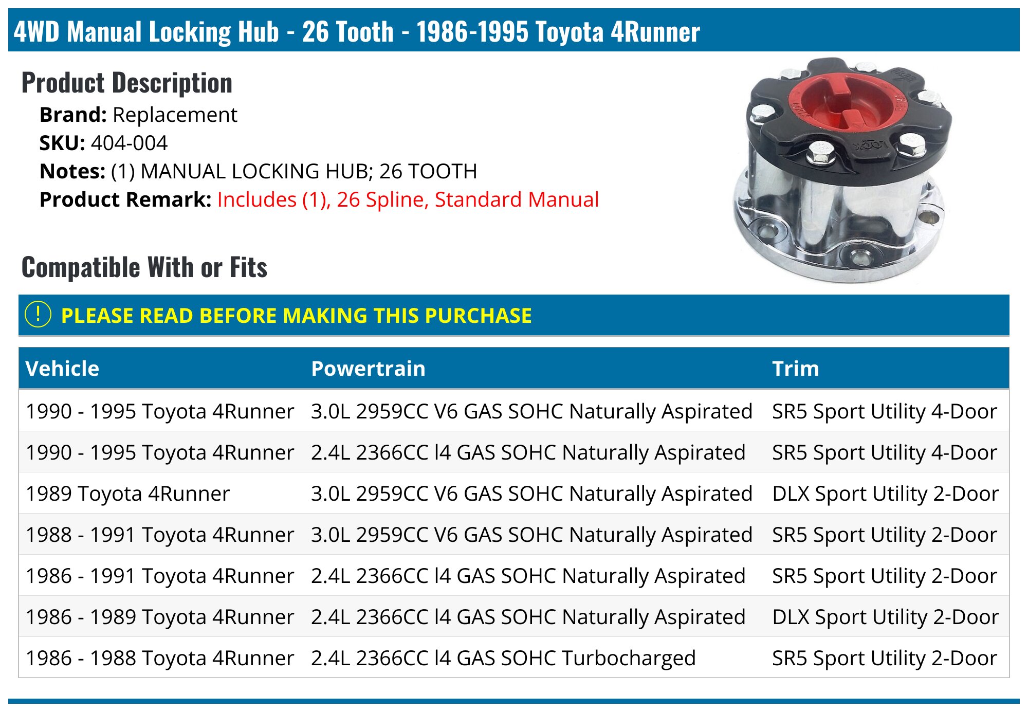 TRQ Front Brake Rotors Set For 1986-1991 Toyota 4Runner & 1986-1995 Pickup