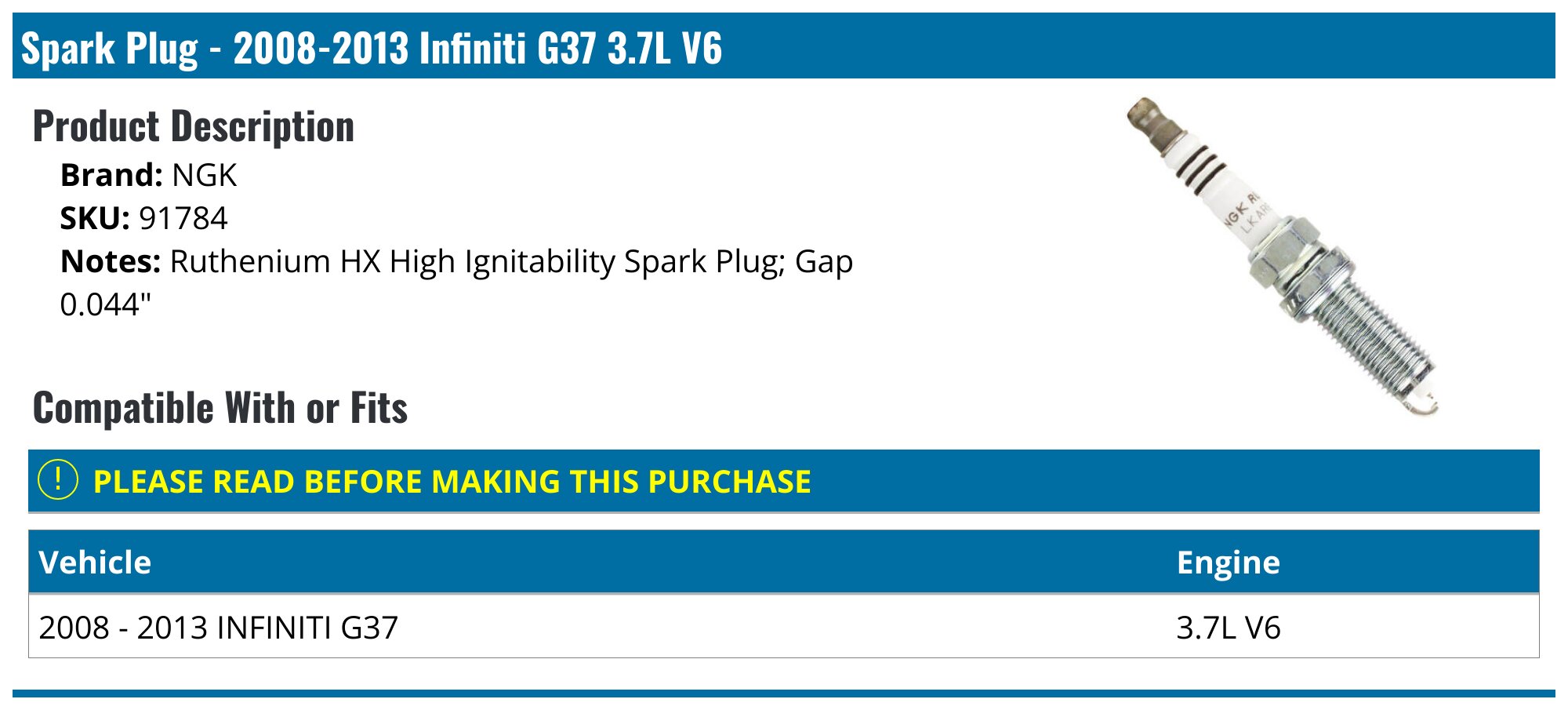 NGK Ruthenium HX Spark Plug Set Of 6 – LKAR7AHX-S – High Ignitability For Nissan Infiniti V6